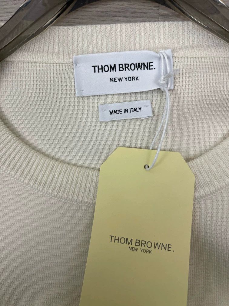 Thom Browne Thom browne Beige stripe round-neck wool sweater 2504-Nexta Size US XL / EU 56 / 4 - 6 Thumbnail