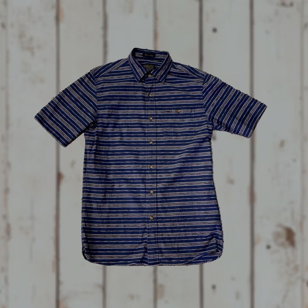 Pendleton Pendleton Thomas Kay Shirt Mens Size M Short Sleeve Button-Up Striped Blue Cotton Regular Fit Knit Casual Size US M / EU 48-50 / 2 - 1 Thumbnail