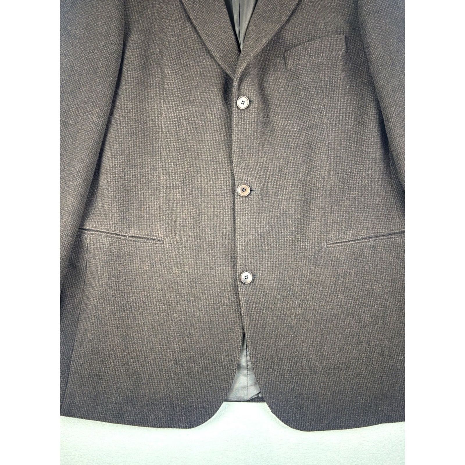 Hugo Boss VINTAGE Hugo Boss Loro Piana Blazer Mens 46L Long Brown Wool 3 Button Sport Coat Dry Clean Only Size 46R - 3 Thumbnail