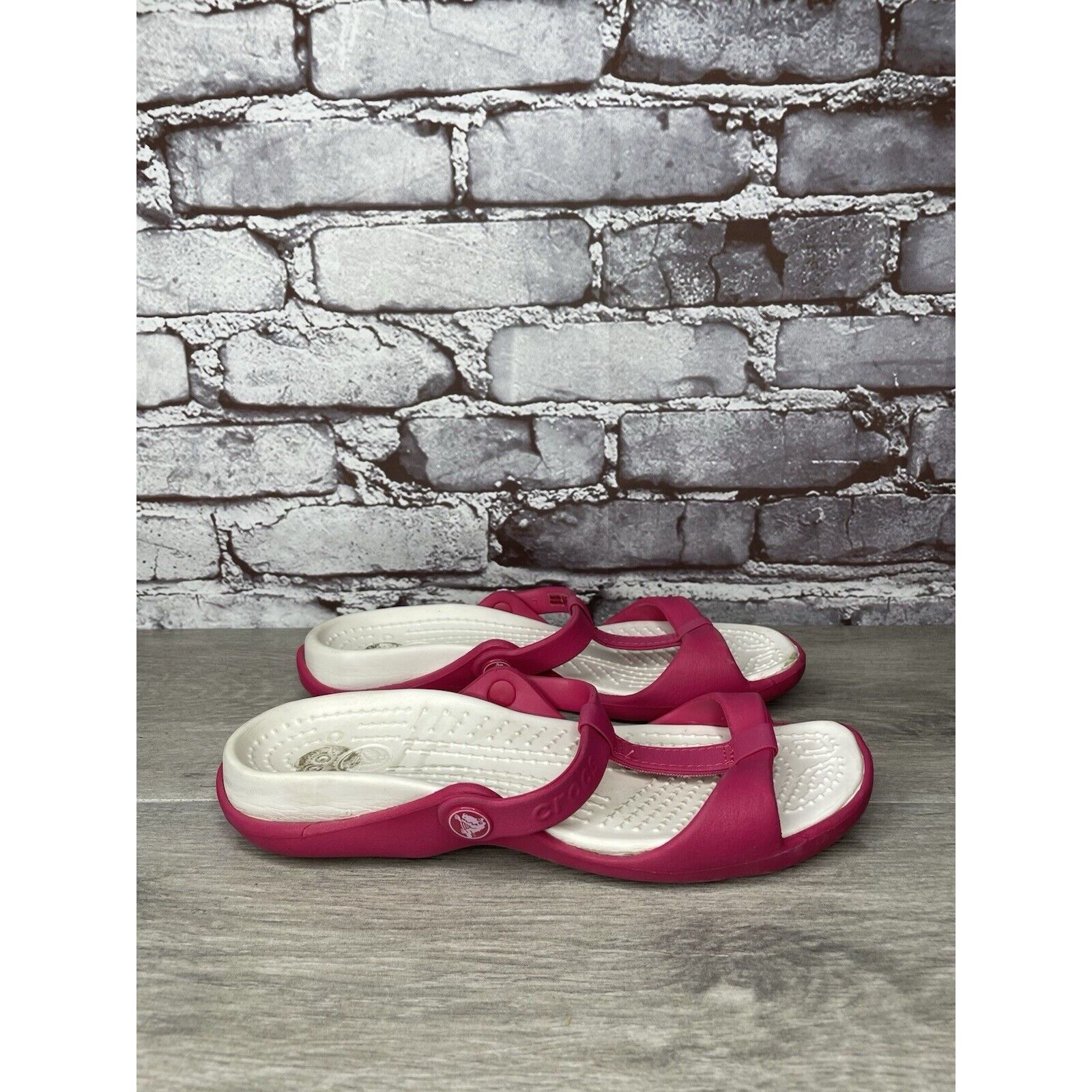 Crocs Crocs Pink Rubber Slides Lightweight Wedge Comfort Sandals W Size US 7 / IT 37 - 3 Thumbnail