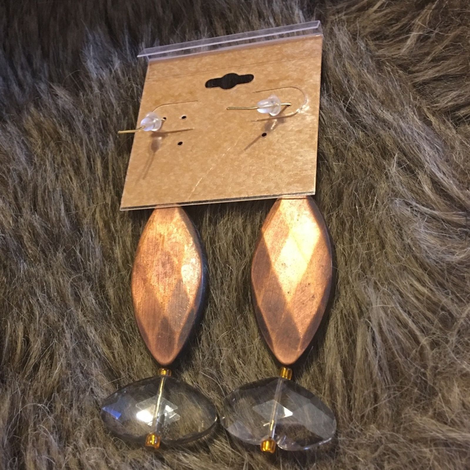 Jewelry Copper and clear faceted glass crystal earrings Size ONE SIZE - 4 Thumbnail