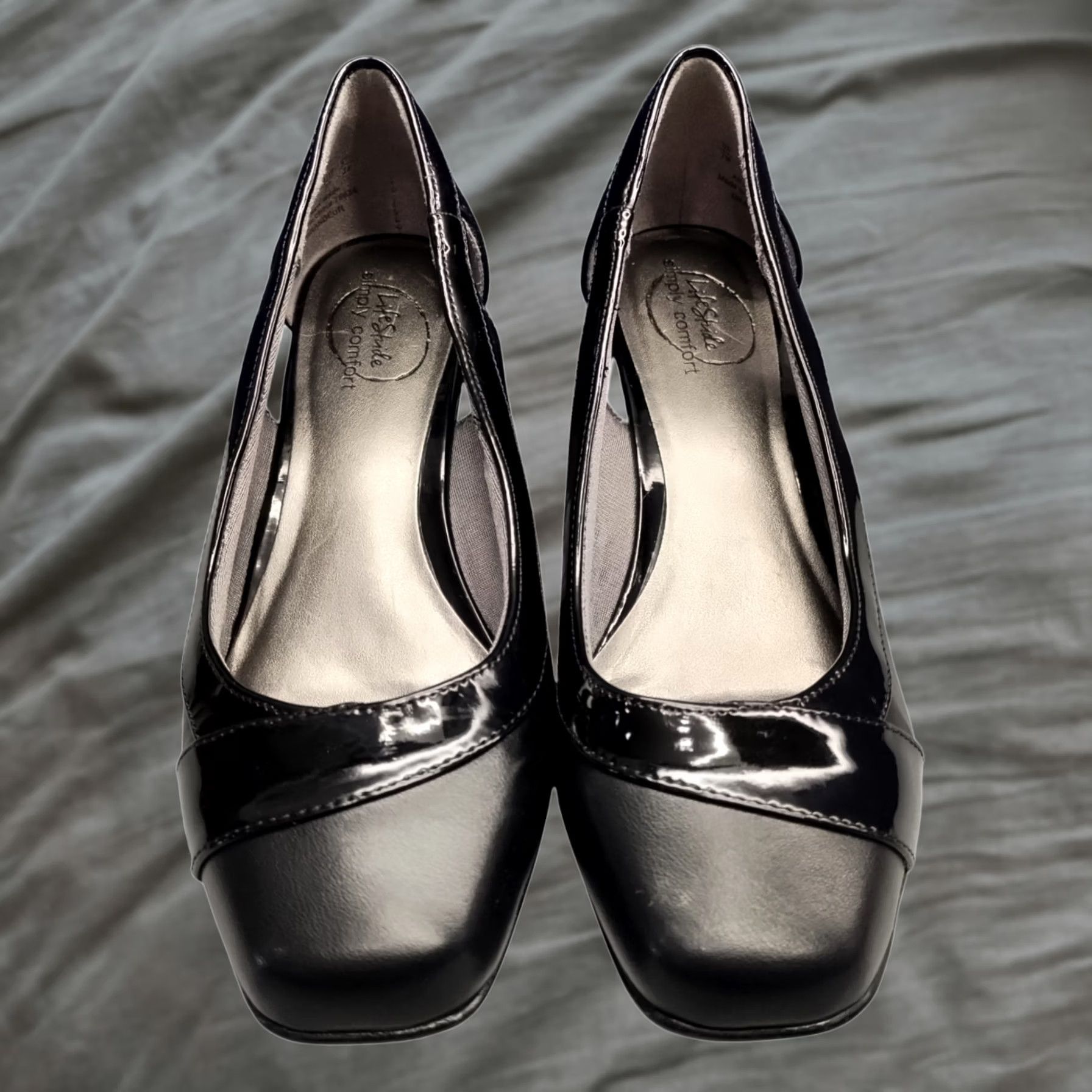Vintage Lifestride Grandeur Wedge Pump Heels Womens US Size 7M Black Synthetic Slip On - Premium Quality & Durable Size US 7 / IT 37 - 1 Thumbnail