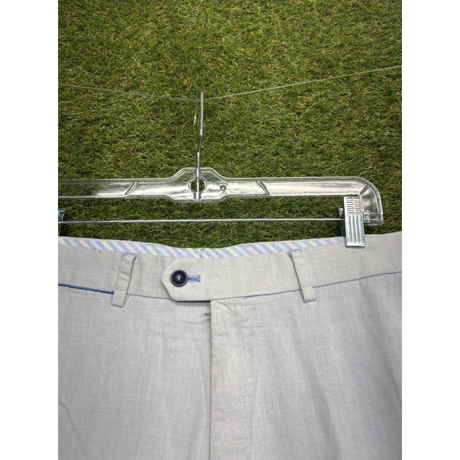 Vintage Hiltl Pants Mens 37 Gray Chino Flat Front Stretch Cotton Pockets Casual Business Regular 31 in Straight Size US 37 - 3 Thumbnail