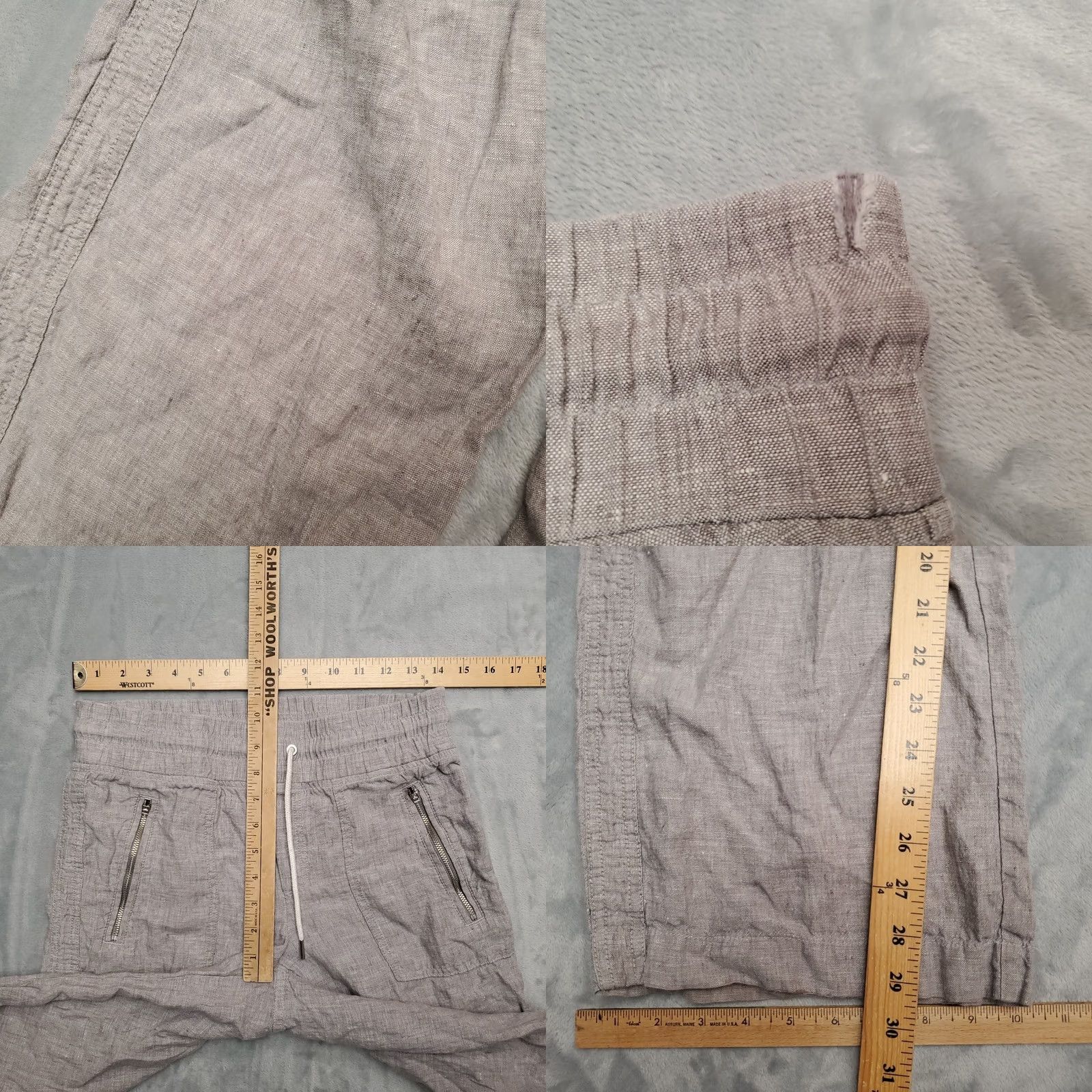 Athleta Athleta Pants Womens 2 Gray 100% Linen Elastic Waist Draw String Athleisure Size 26" / US 2 / IT 38 - 8 Thumbnail