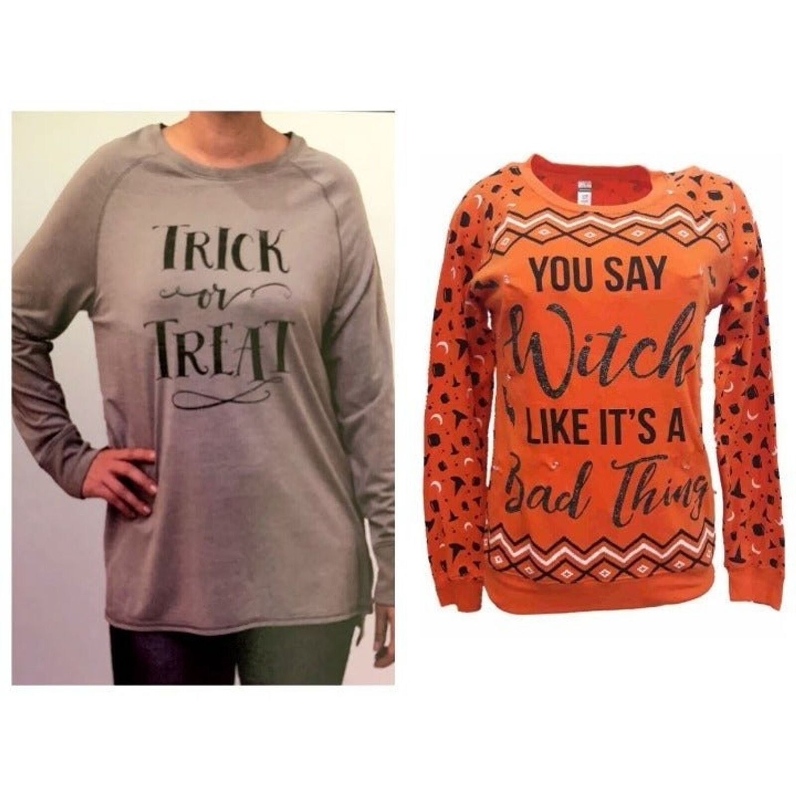 Other 2 Halloween Tops T-Shirts sweatshirt Trick or Treat lights Size S / US 4 / IT 40 - 1 Thumbnail