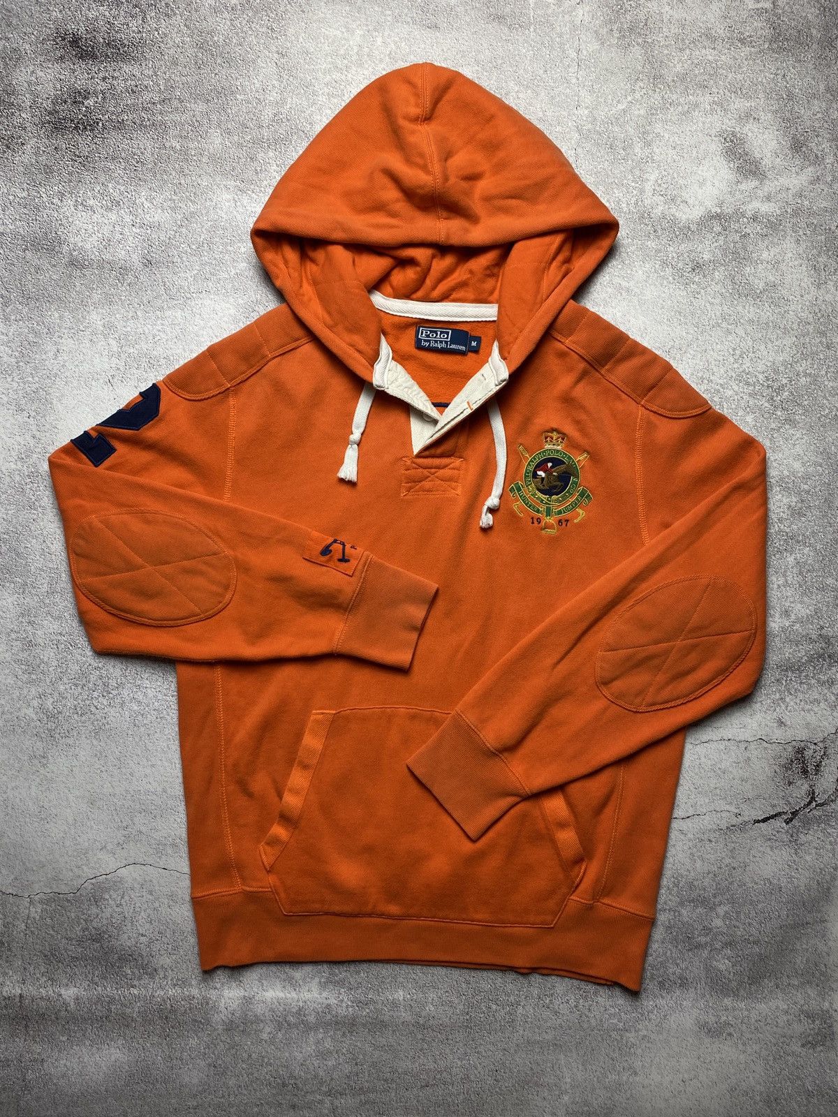 Polo Ralph Lauren orange vintage hoodie big logo sweatshirt