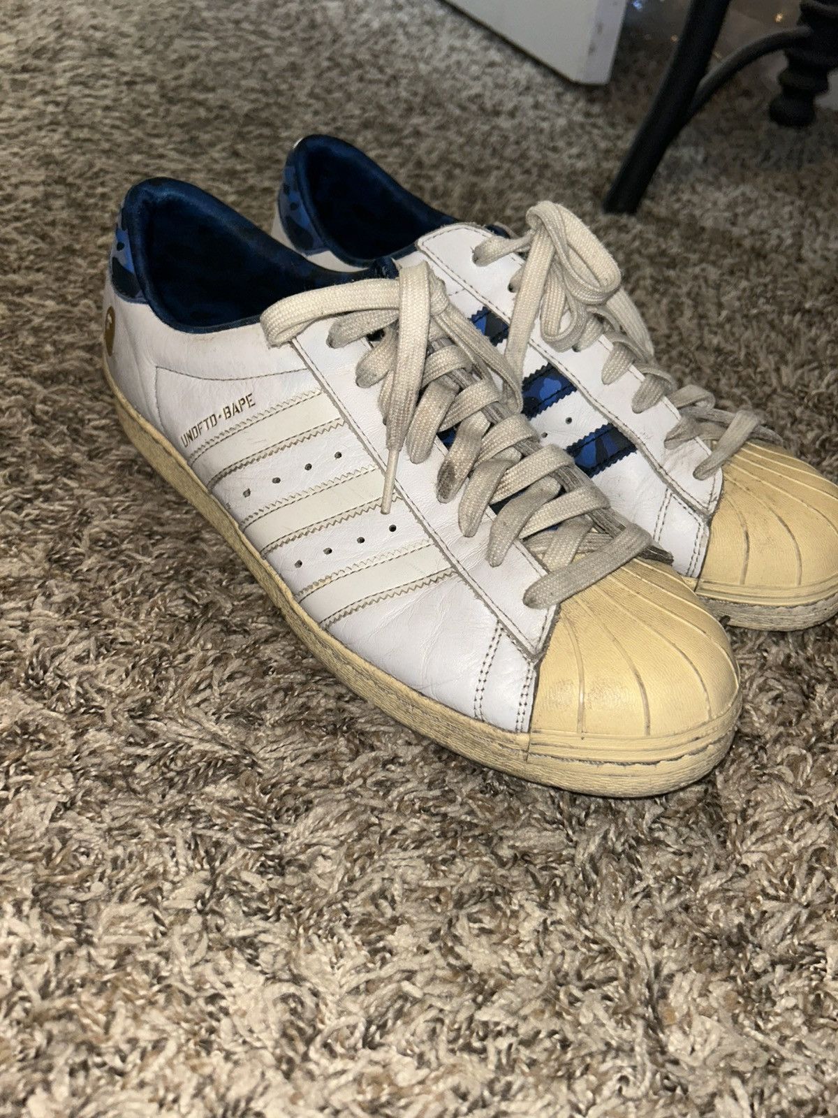 Adidas × Bape × Undefeated Adidas x babe x undftd rare superstar blue/white 11.5 Size US 11.5 / EU 44-45 - 2 Thumbnail