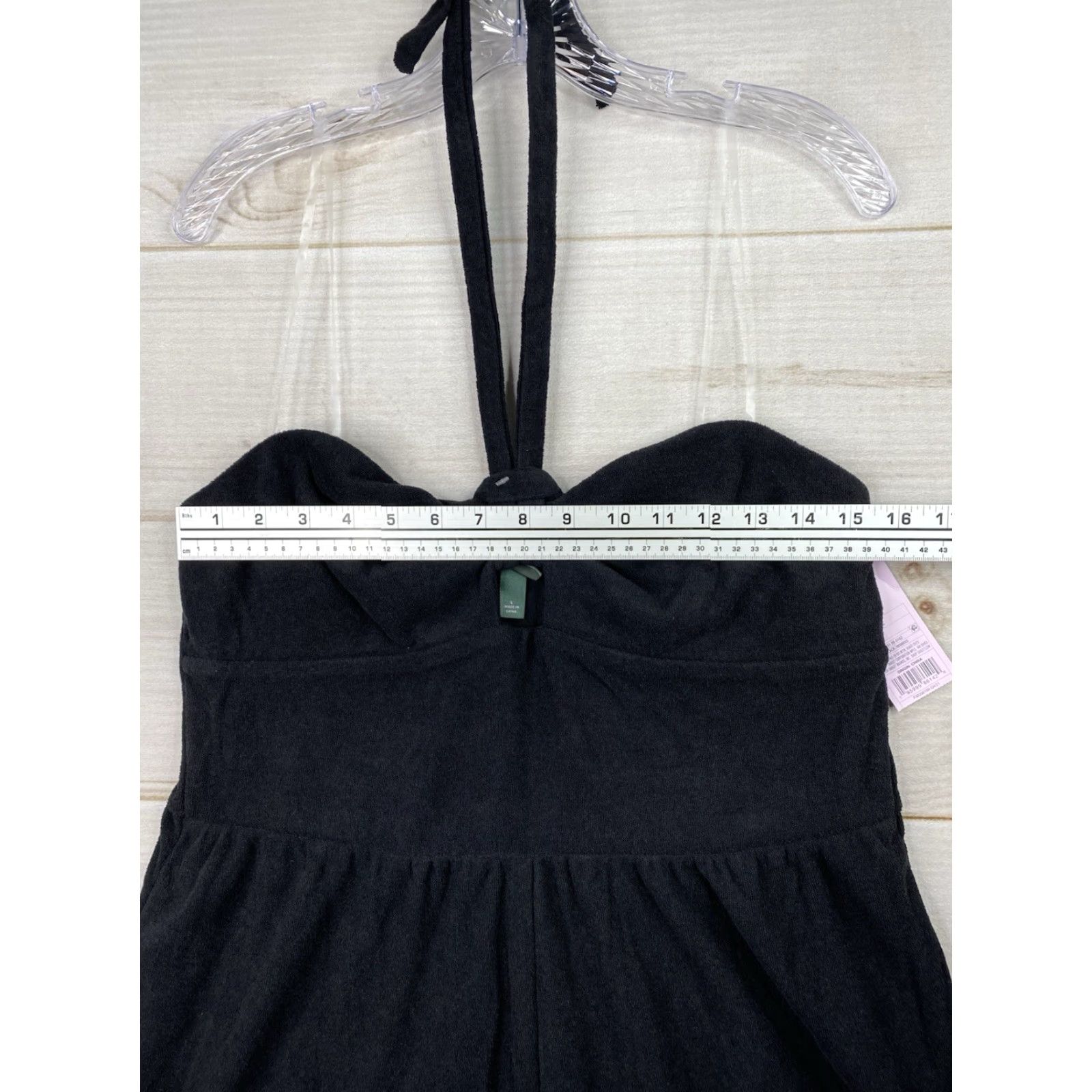 Vintage Wild Fable Shortall Womens L Black Terry Cloth Short Romper Halter Beach NWT! Size 36" / US 14 / IT 50 - 6 Thumbnail
