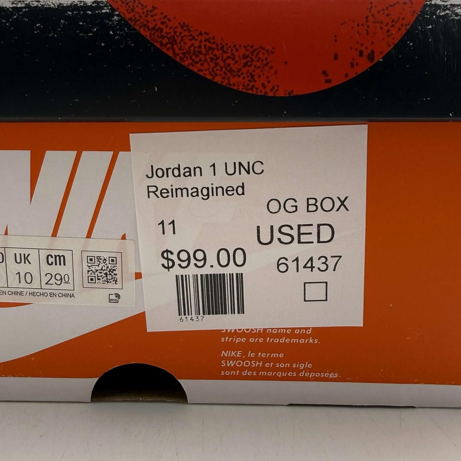 Nike Air Jordan 1 Retro High UNC Reimagined US 11 Used with Box Size US 11 / EU 44 - 9 Thumbnail
