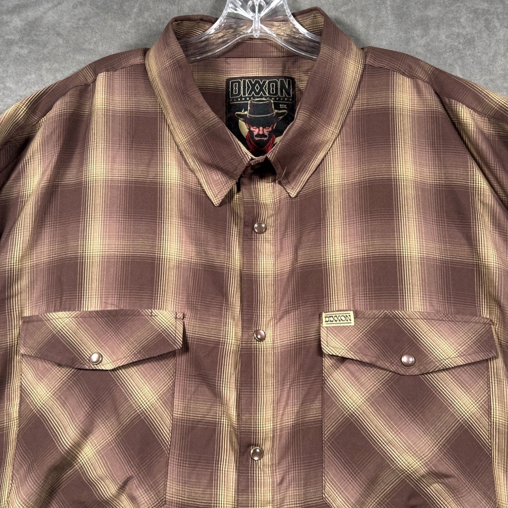 Vintage Dixxon Flannel Shirt Mens 5XL "The Wyatt" Brown Plaid Long Sleeve Pearl Snap Size US XXL / EU 58 / 5 - 2 Thumbnail
