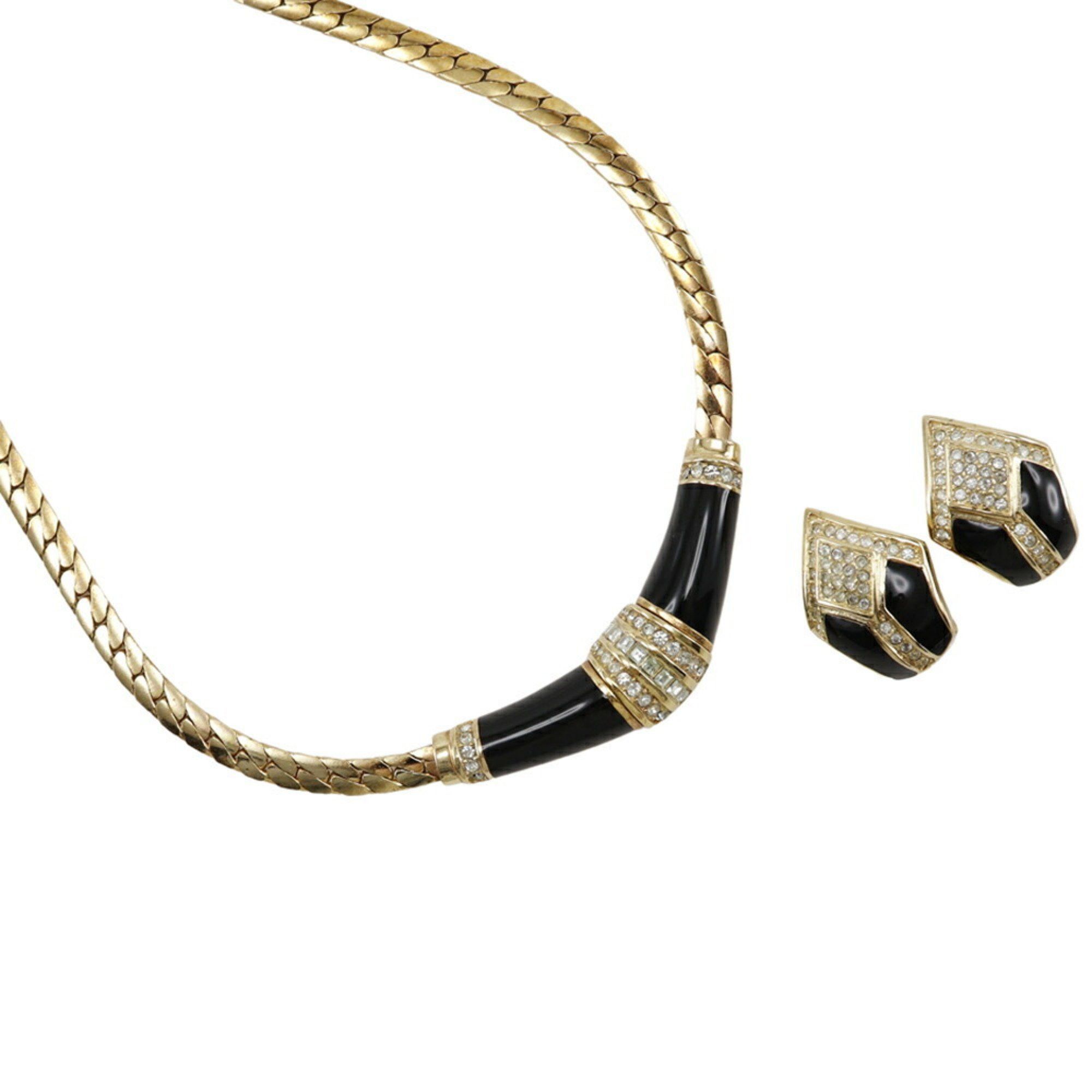 Dior Christian Dior Earring Set Necklace Gold Plated x Rhinestone Made in Germany Approx. 35.0g set for women Size ONE SIZE - 1 Thumbnail