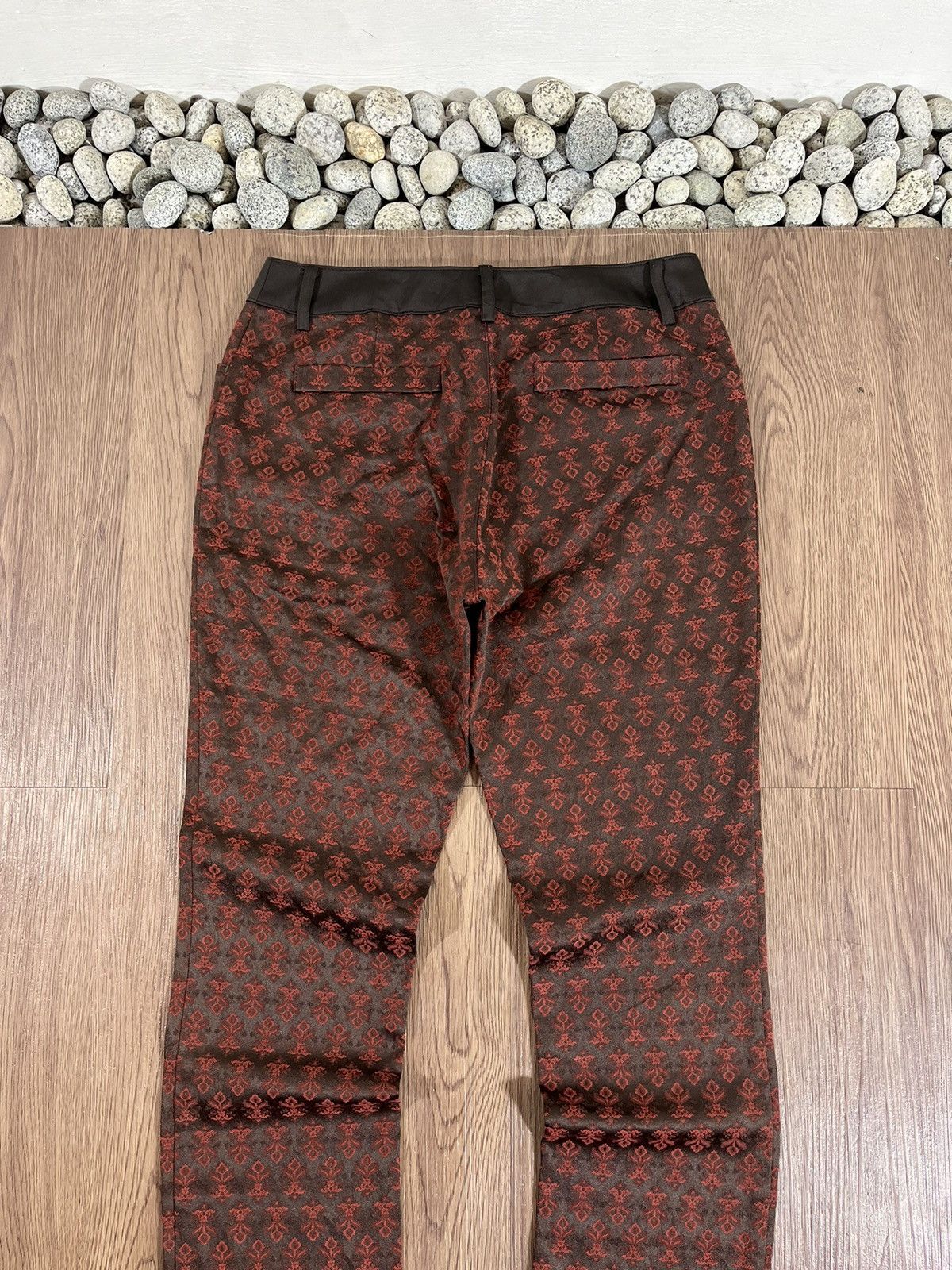 Japanese Brand Fleur de Colza – Red Jacquard Pattern Slim Pants Size US 29 - 5 Thumbnail