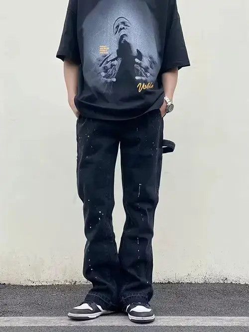 Jean retro work paint damaged vintage flares cargo pants Size US 32 / EU 48 - 2 Thumbnail