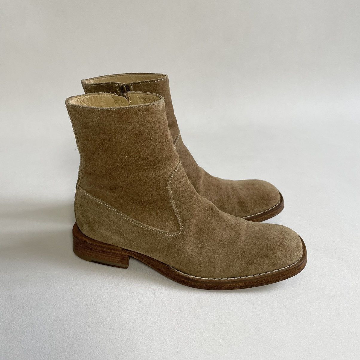 Ann Demeulemeester Tan Suede Square Toe Boots Size US 9 / IT 39 - 3 Thumbnail