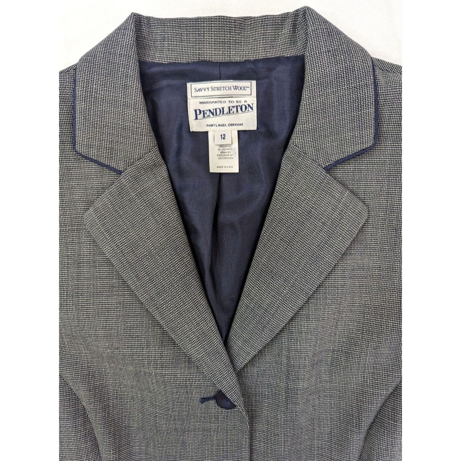 Pendleton VINTAGE Pendleton Savvy Stretch Wool Blazer Jacket Women 12 Check 3 Button Sport Coat Size XL / US 12-14 / IT 48-50 - 3 Thumbnail
