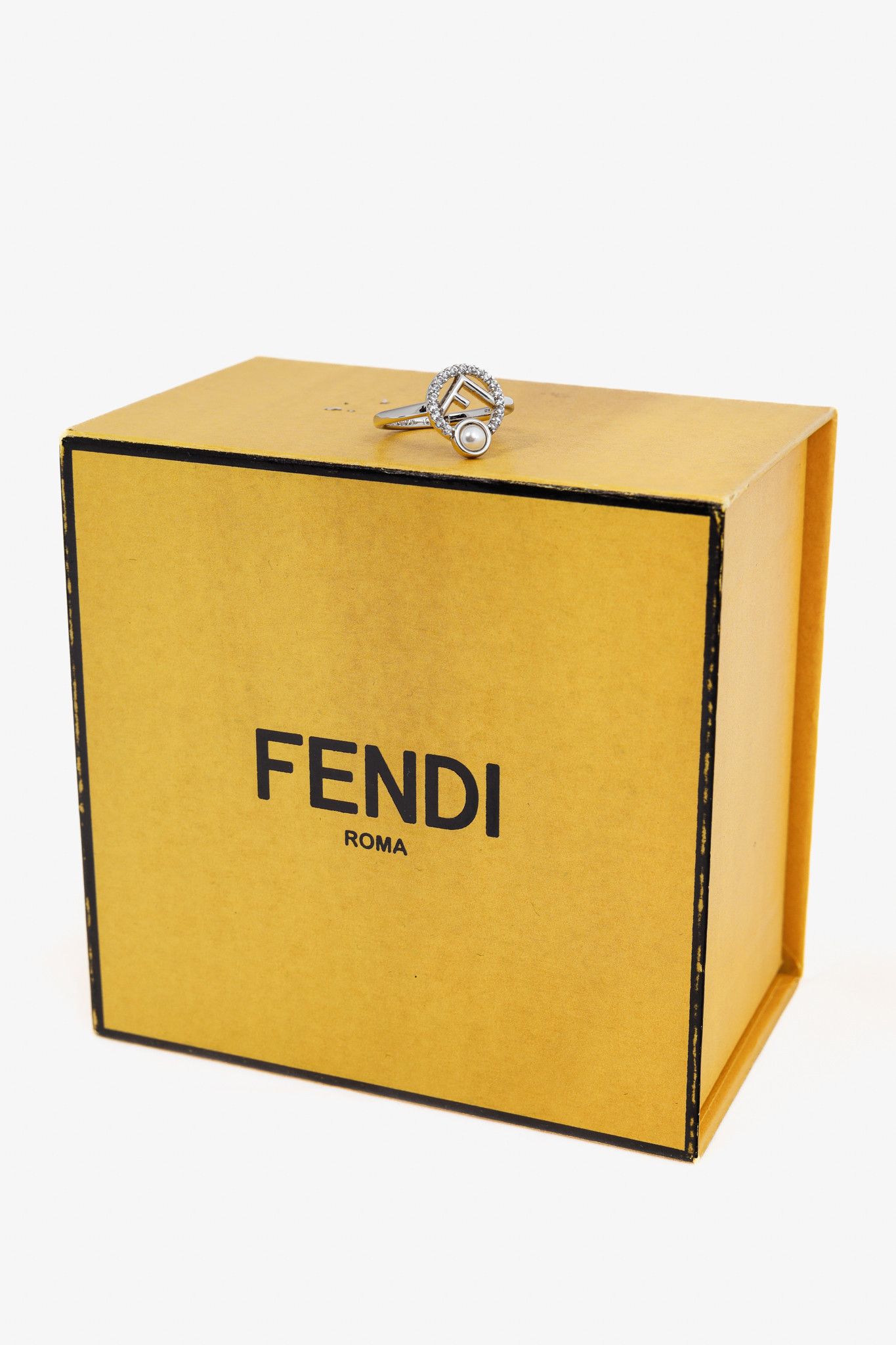 Fendi Fendi F is Fendi Pearl & Crystal Palladium-Plated Ring Size ONE SIZE - 5 Thumbnail