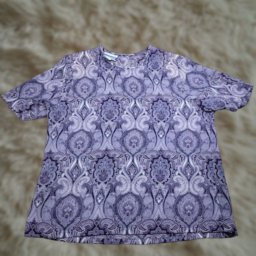 Pendleton Pendleton Purple Blouse Shirt Short Sleeve Casual Mosaic 12 Women Shoulder Pads Lightweight Polyester 12 Size XL / US 12-14 / IT 48-50 - 1 Thumbnail