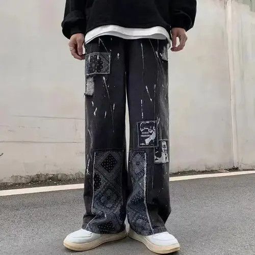 Japanese Brand × Jean Bandana Patchwork Straight Leg Baggy Jeans Size US 30 / EU 46 - 2 Thumbnail