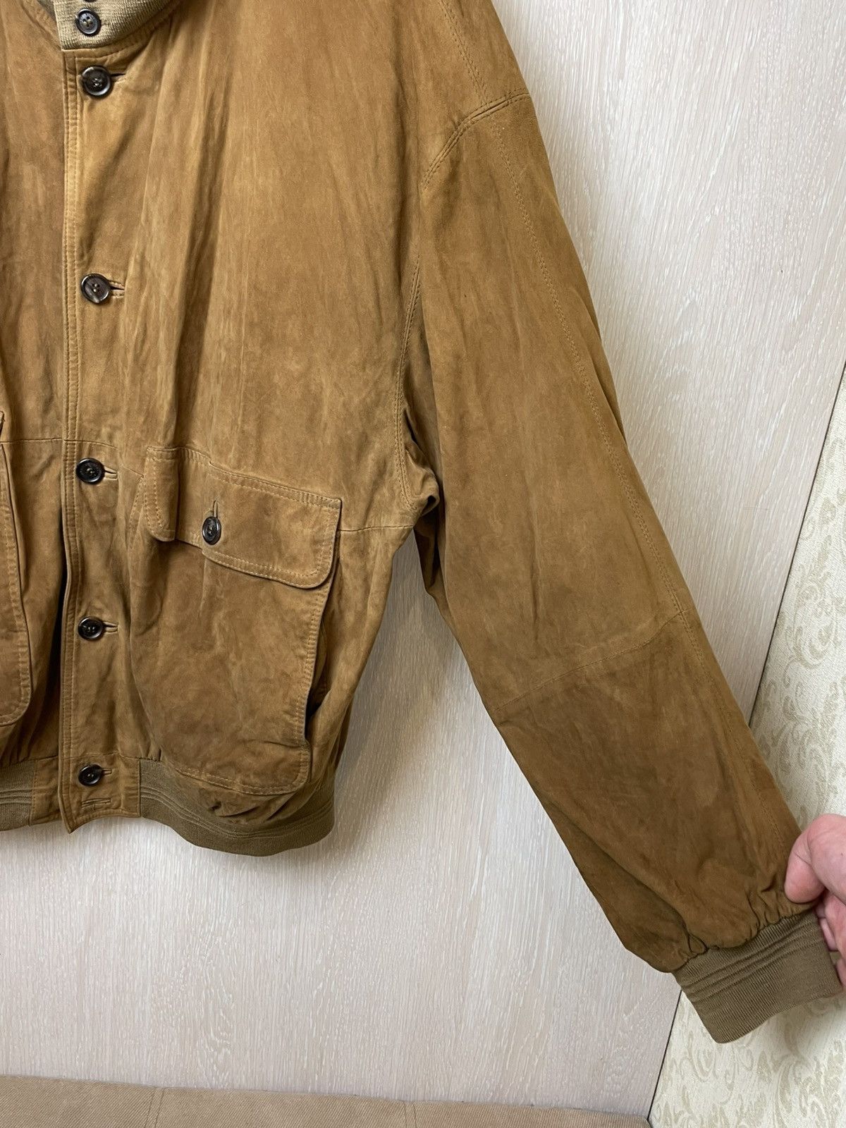 Burberry Vintage Burberry Leather Bomber Jacket Size US XL / EU 56 / 4 - 2 Thumbnail