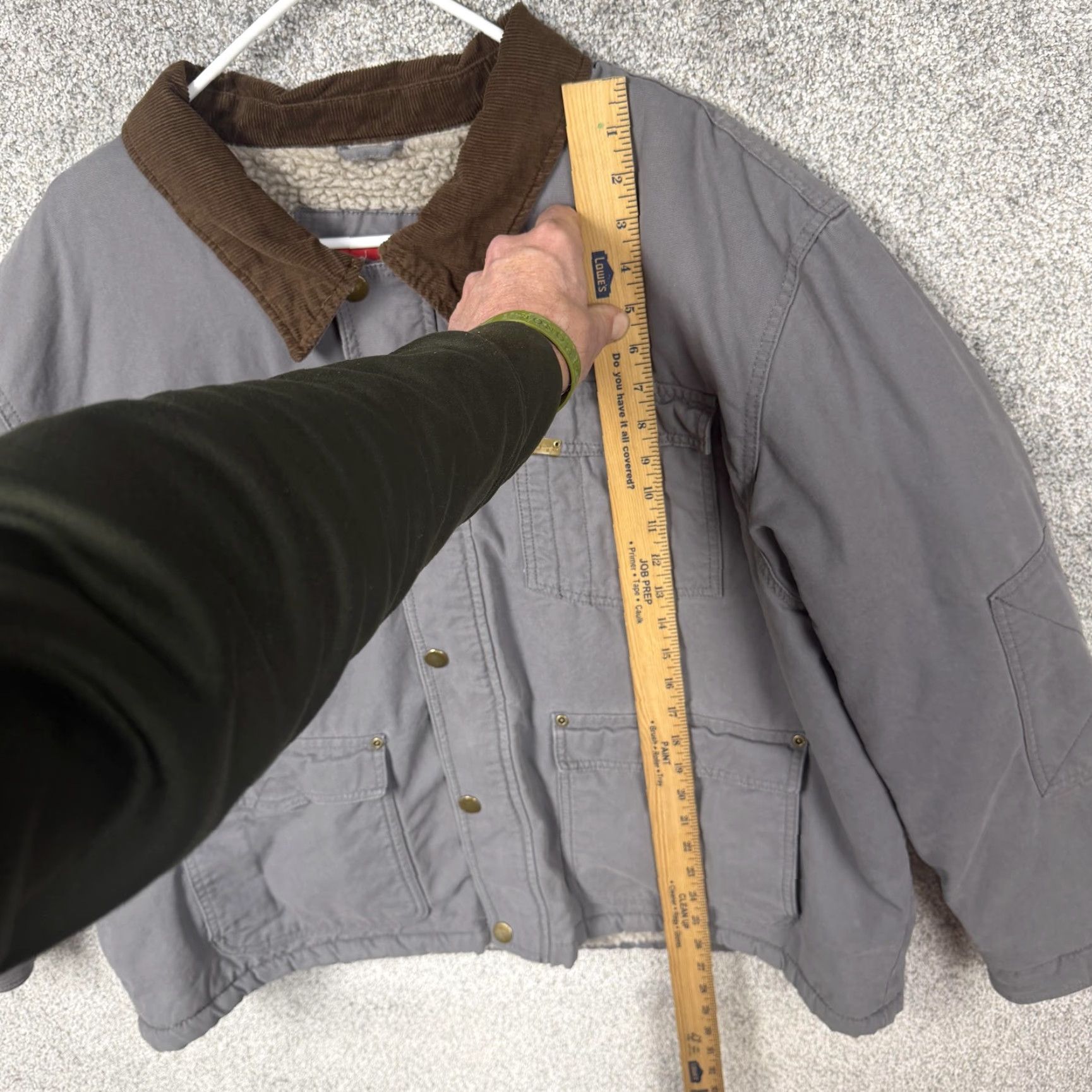 Wrangler Wrangler Field Jacket Men 3XL Gray Sherpa Lined Canvas Workwear Bomber Jacket Short Zip Insulated Utility Coat Casual Winter Outdoors Mens Size US XXL / EU 58 / 5 - 2 Thumbnail