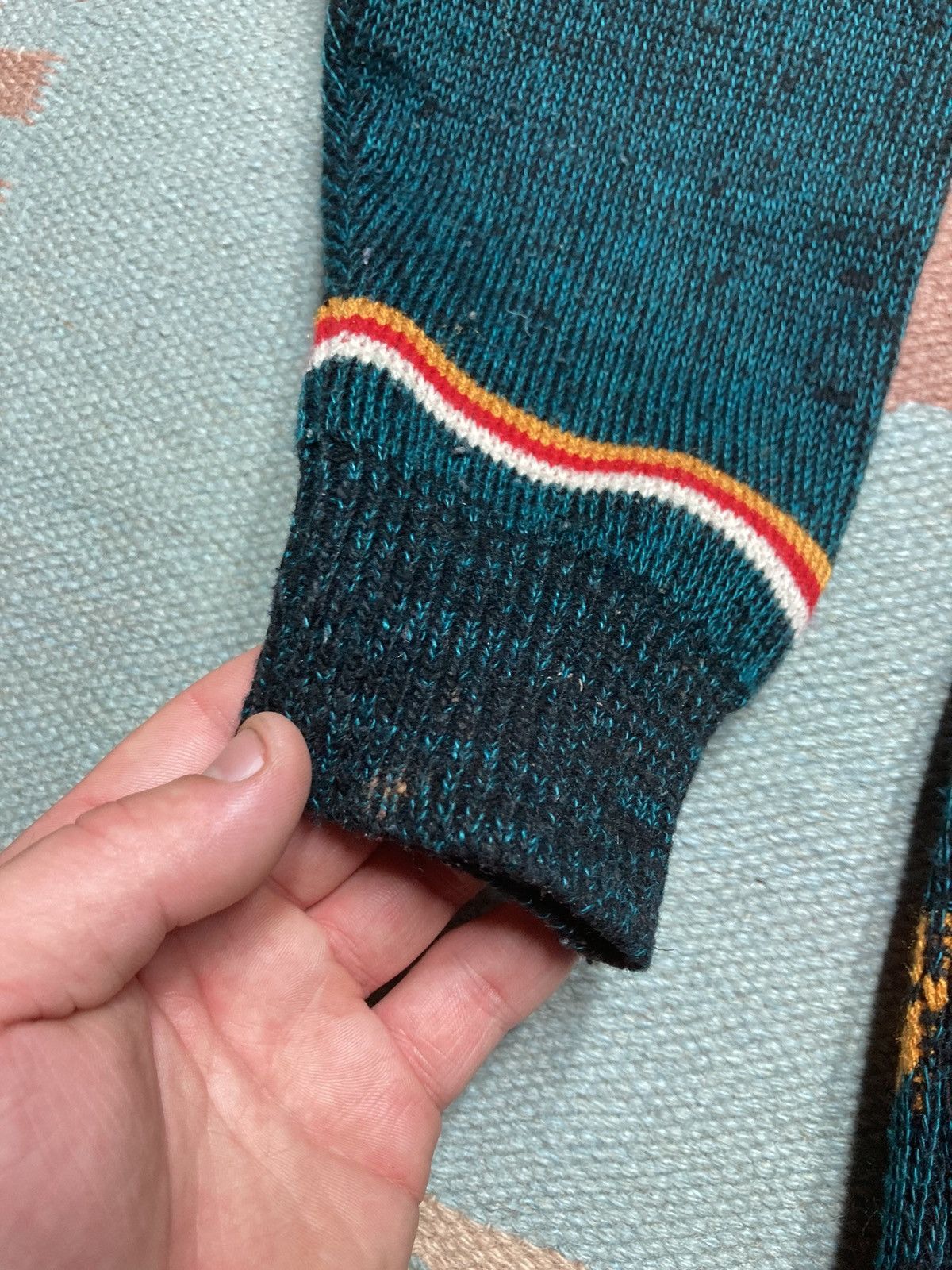 Vintage VTG knit sweater crewneck oswal striped snowflakes M Size US M / EU 48-50 / 2 - 7 Thumbnail