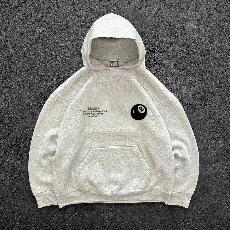 Designer × Japanese Brand Grey washed retro billiard print hoodie Size US L / EU 52-54 / 3 - 2 Thumbnail