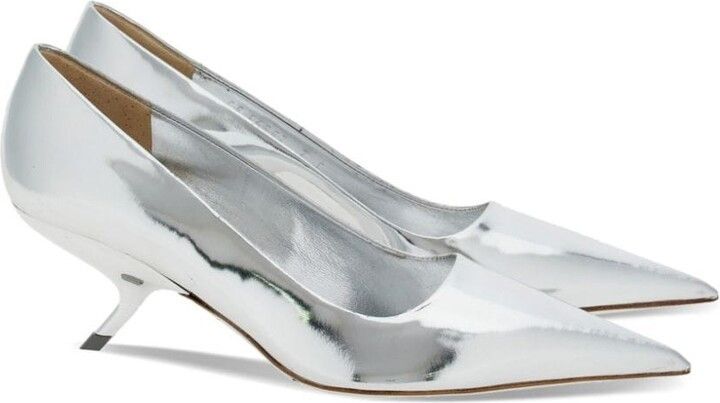 Salvatore Ferragamo o1s1rm0924 Eva Heeled Pump in Silver Size US 5.5 / IT 35.5 - 5 Thumbnail