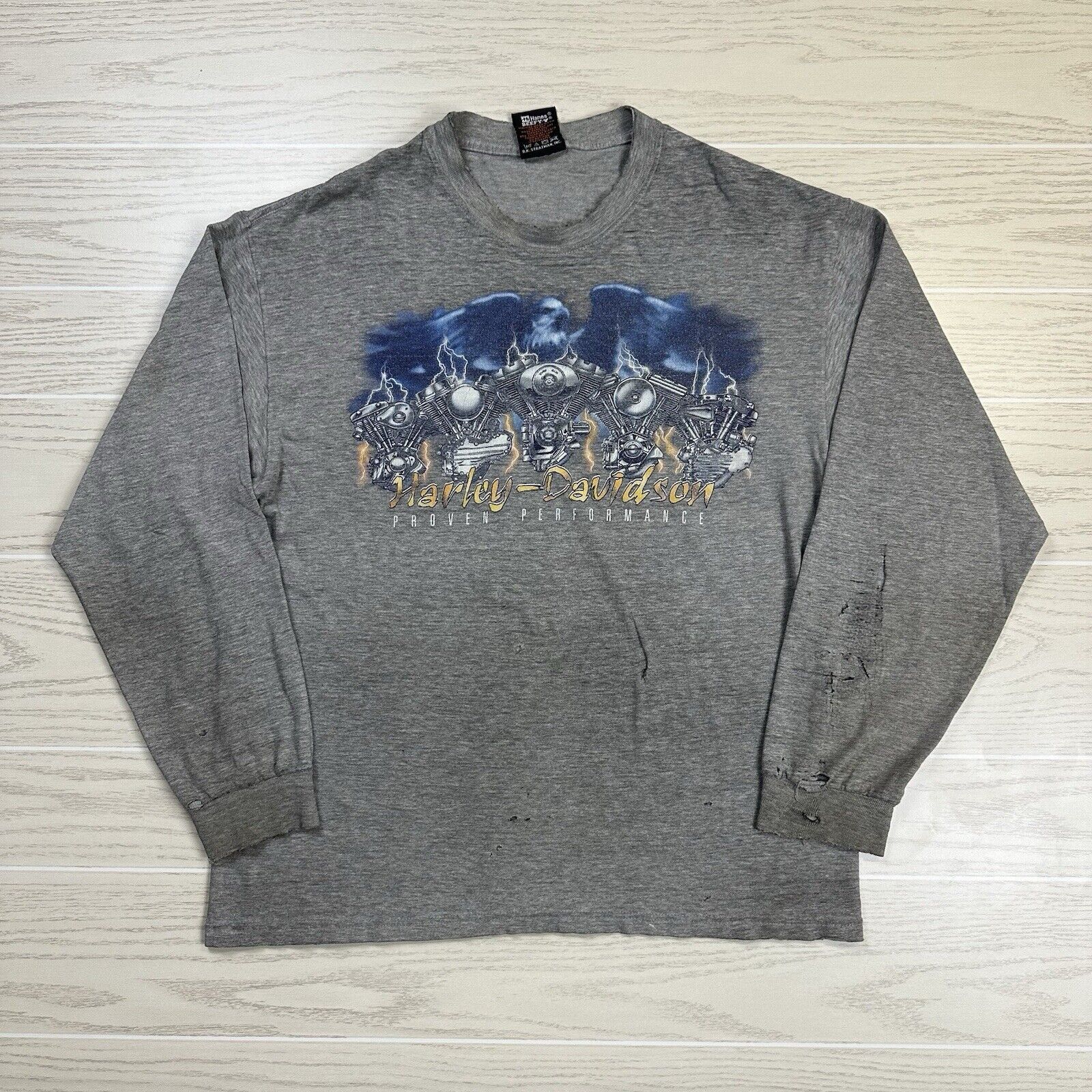 Harley Davidson × Vintage Vintage 90s Harley Davidson Lighting Eagle Shirt Size US L / EU 52-54 / 3 - 1 Thumbnail