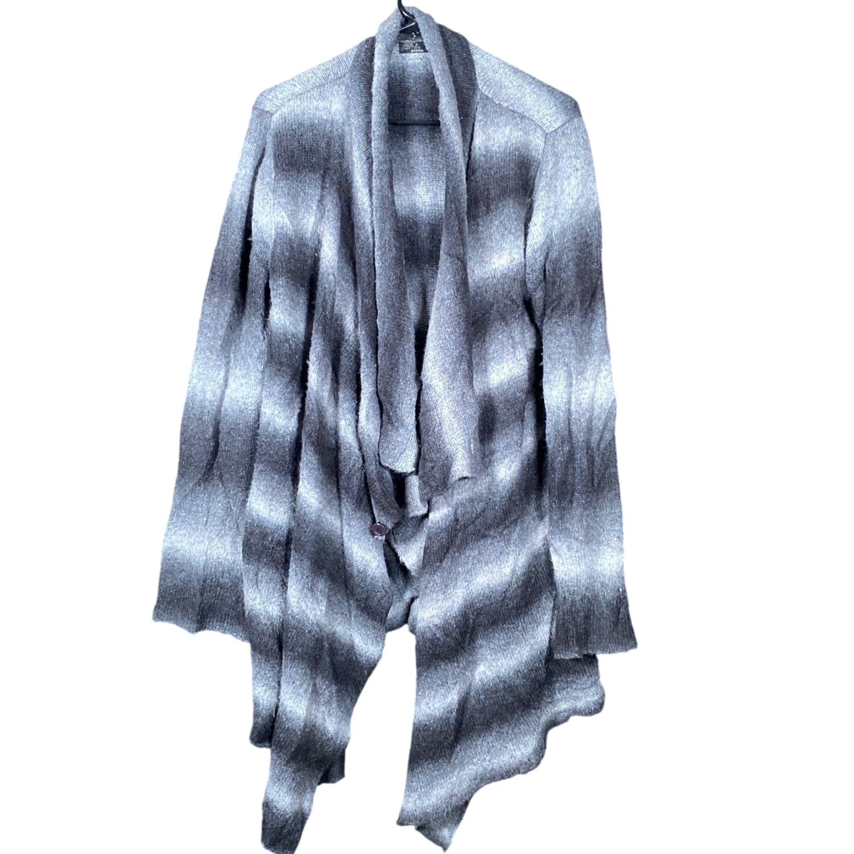 Prana prAna Womens Cardigan Black Gray Striped Open Waterfall Wool Blend L Sweater Knit Casual Workwear Travel Formal Party/Cocktail Wedding Size L / US 10 / IT 46 - 2 Thumbnail
