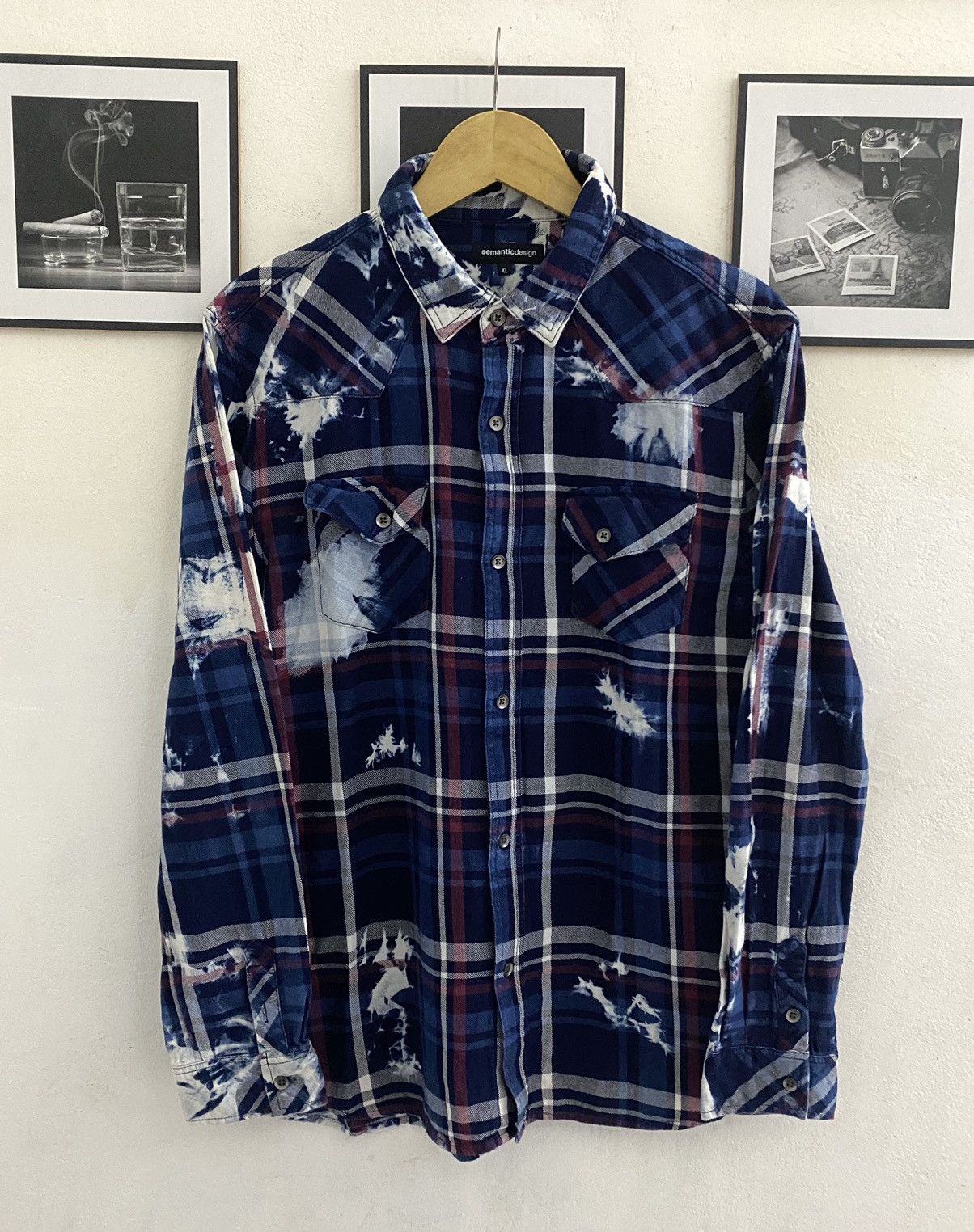 semanticdesign 2000s Semantic Design Bleached Plaid Shirt Size US XL / EU 56 / 4 - 1 Thumbnail