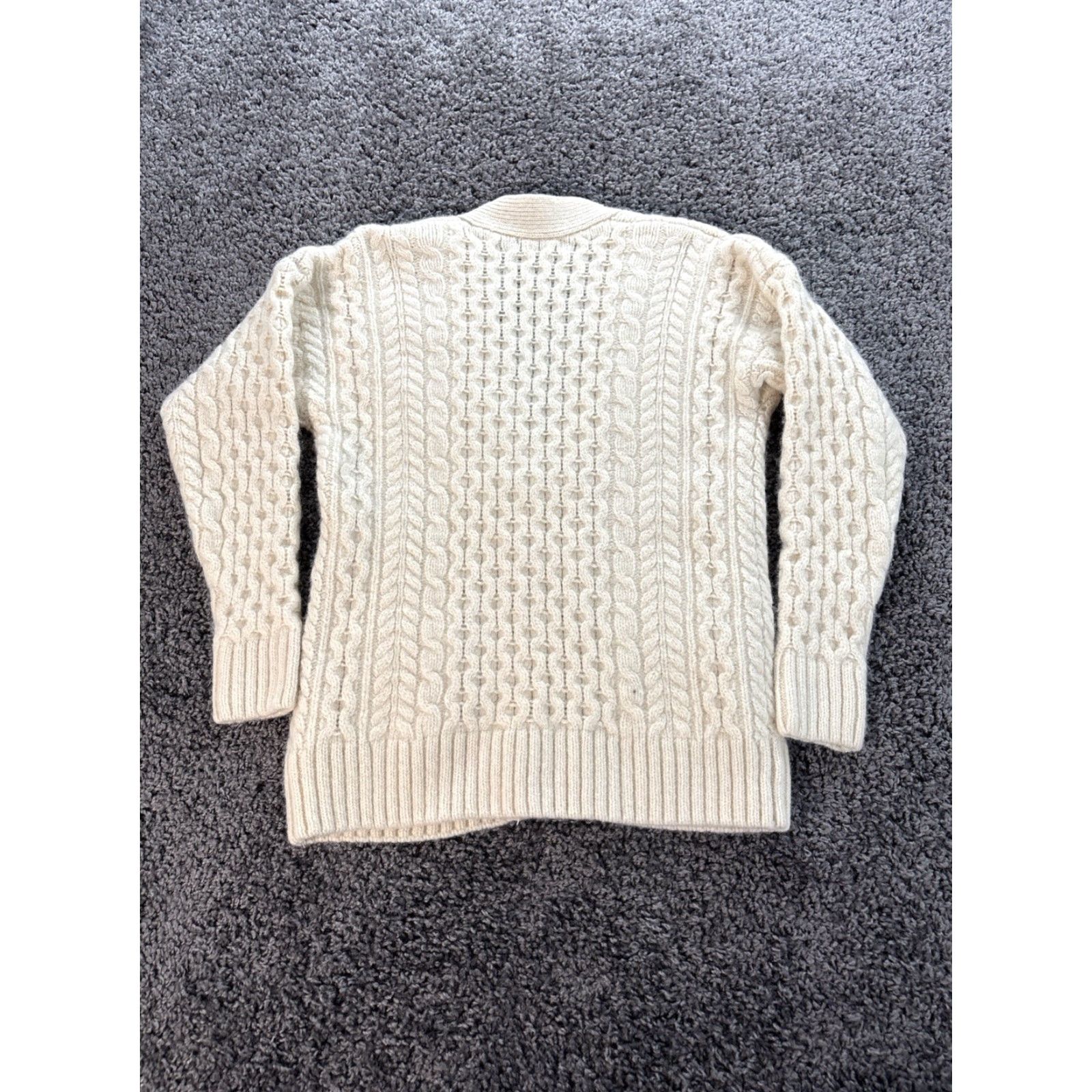 Brandy Melville Brandy Melville Cardigan Womens One Size Ivory Wool Cable-Knit Fisherman V-Neck Size ONE SIZE - 4 Thumbnail
