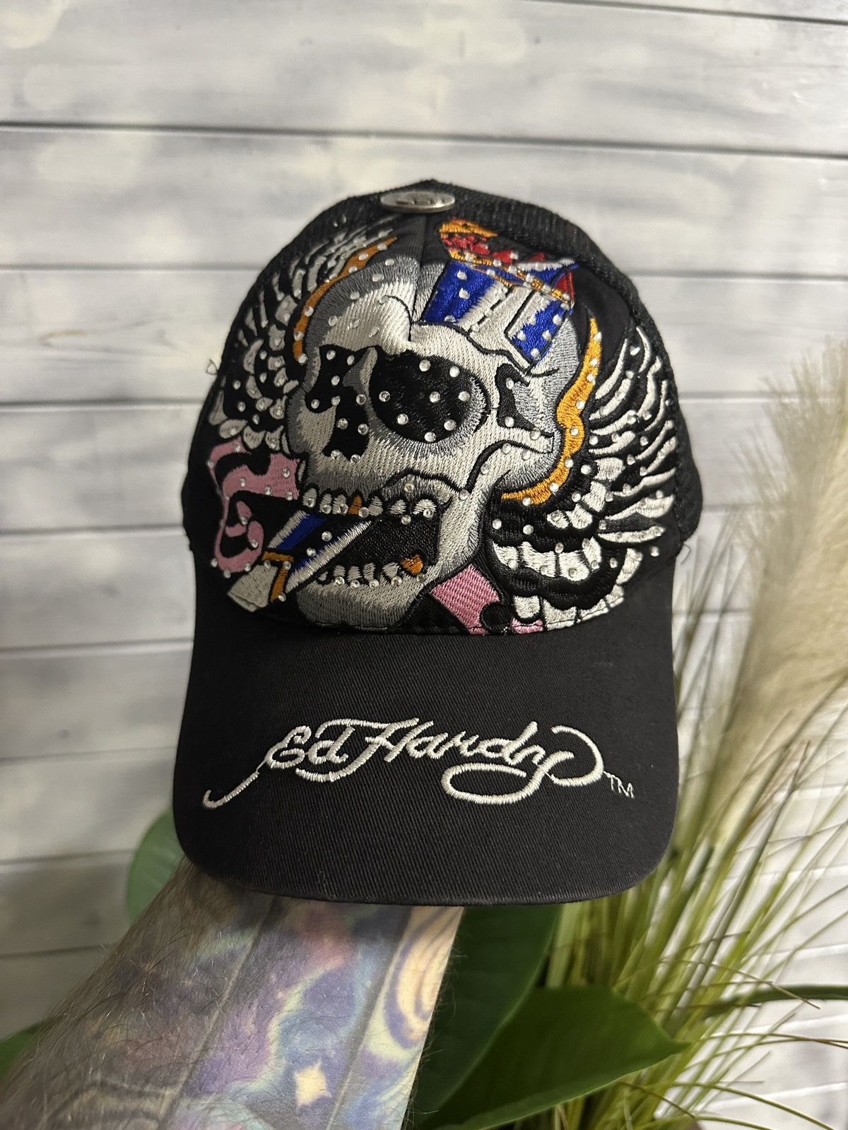 Ed Hardy Rare Vintage Cap Ed Hardy Tattoo Wear Skull Size ONE SIZE - 1 Thumbnail