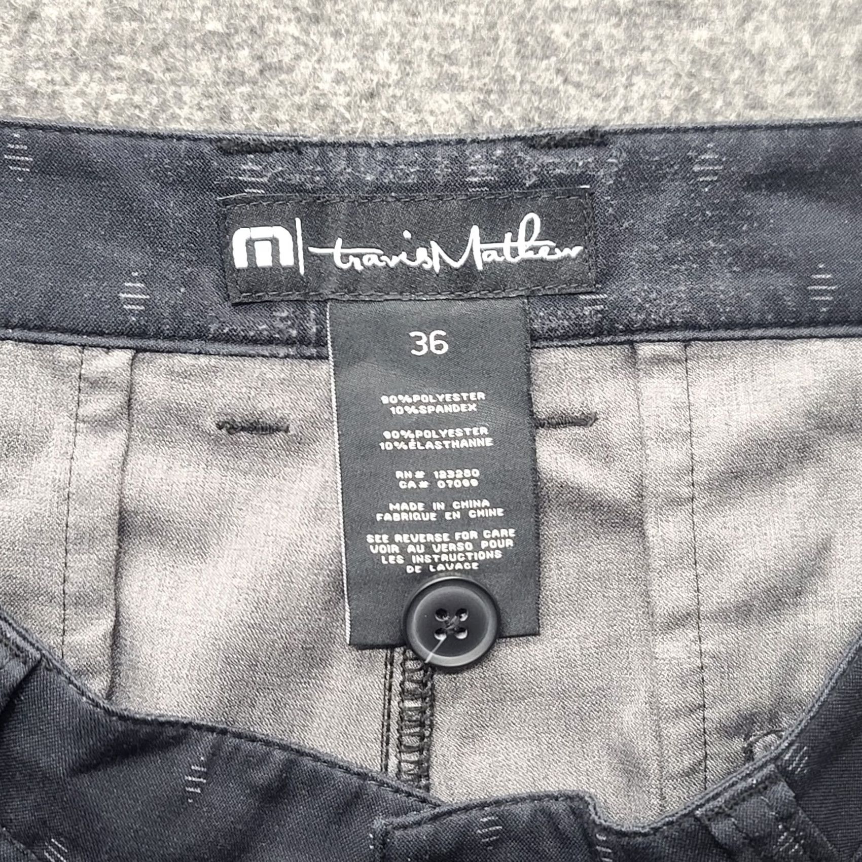 TravisMathew Travis Mathew Shorts Mens 36 Moonlight Regular Fit Golf Performance Stretch Black Floral Patch Zipper Pockets Slim Front - 10 In inseam Size US 36 / EU 52 - 2 Thumbnail