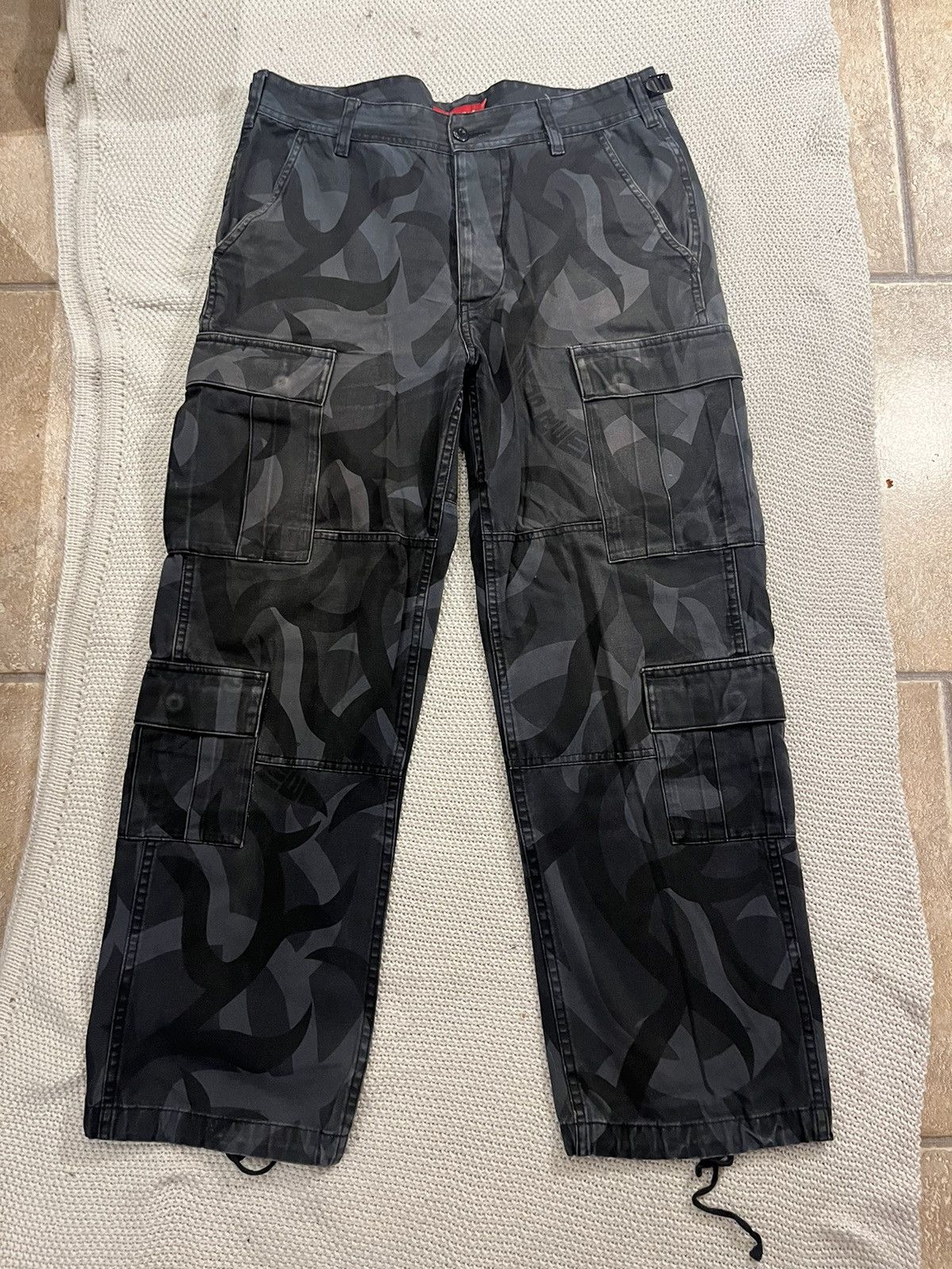 Supreme Black Tribal Camo Cargos