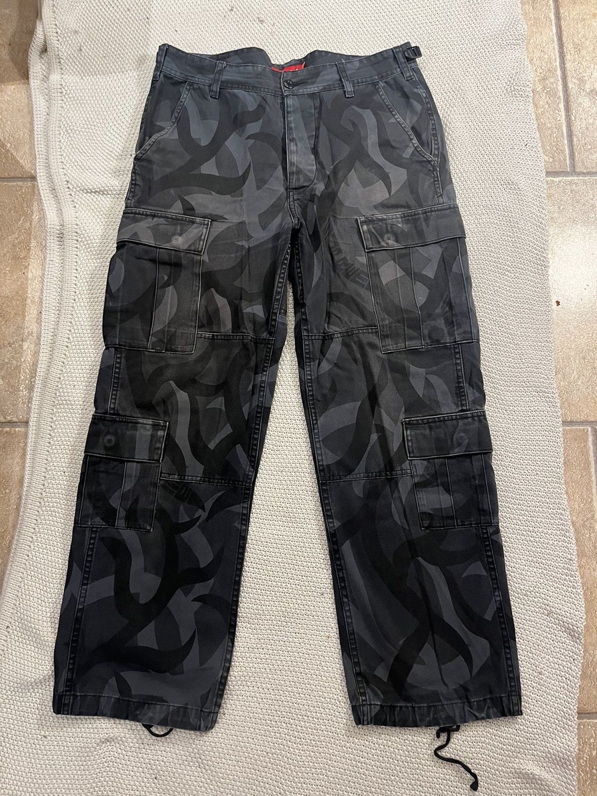 image of Supreme Black Tribal Camo Cargos, Men's (Size 30)