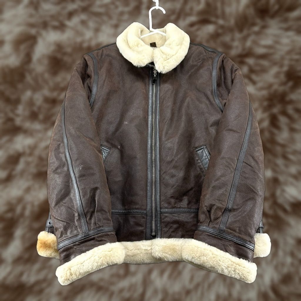 VINTAGE St. John's Bay Leather Bomber Jacket Men Large Brown 90s