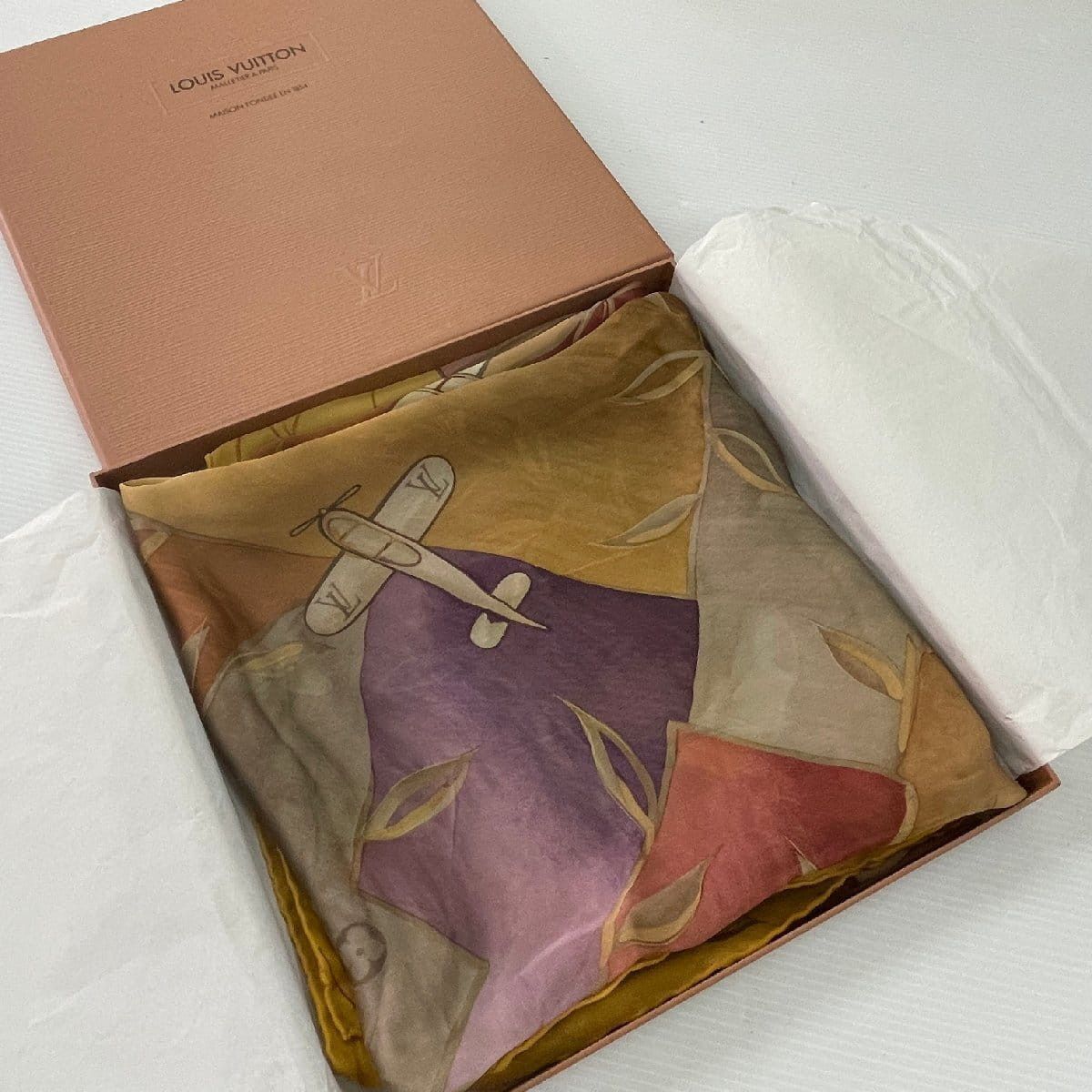Louis Vuitton Louis Vuitton Monogram Airplane Print Silk Scarf Size ONE SIZE - 1 Thumbnail