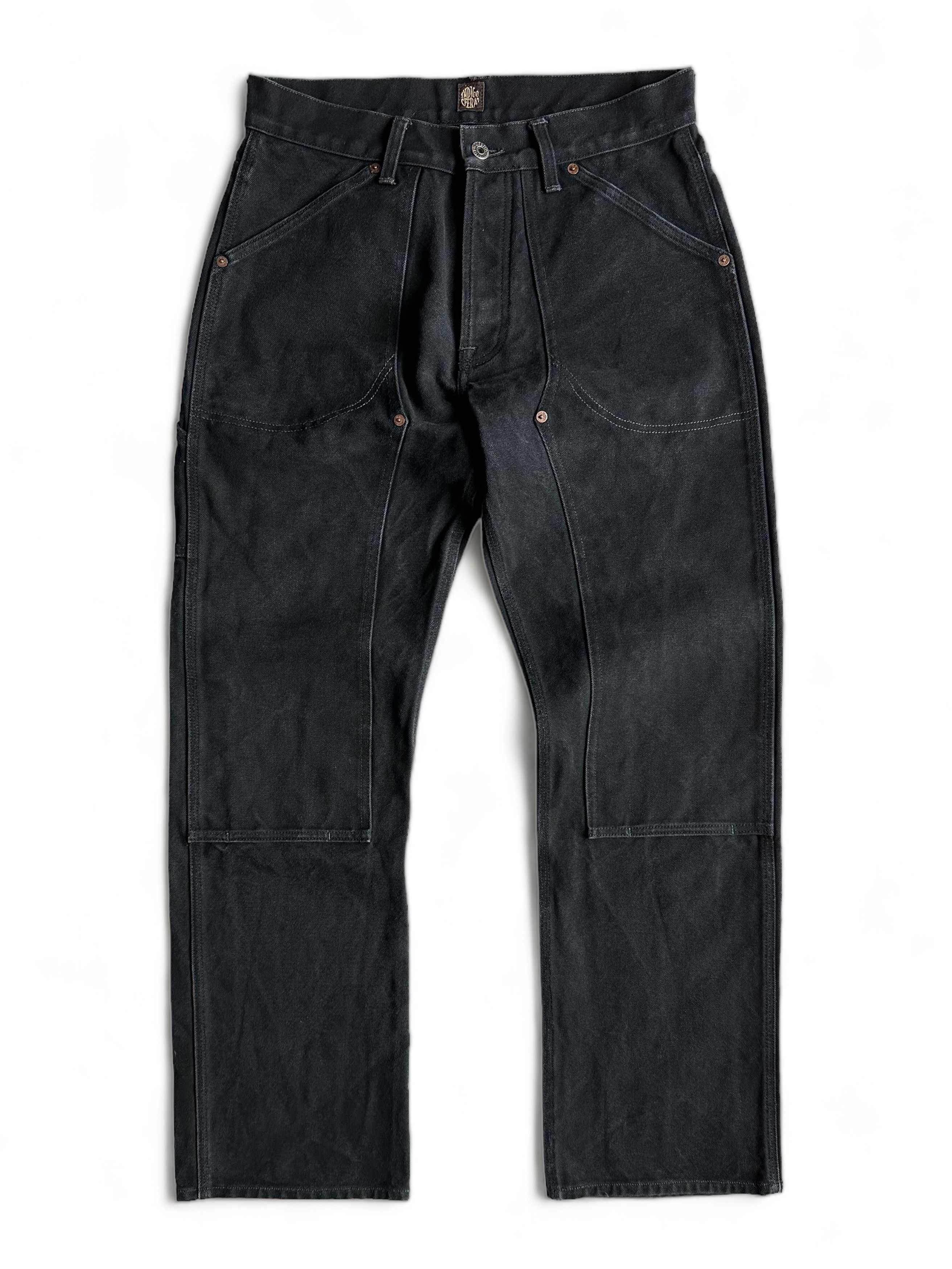 image of Fortela x Indigofera Wendell Double Knee Dungaree Pants W30 in Black, Men's