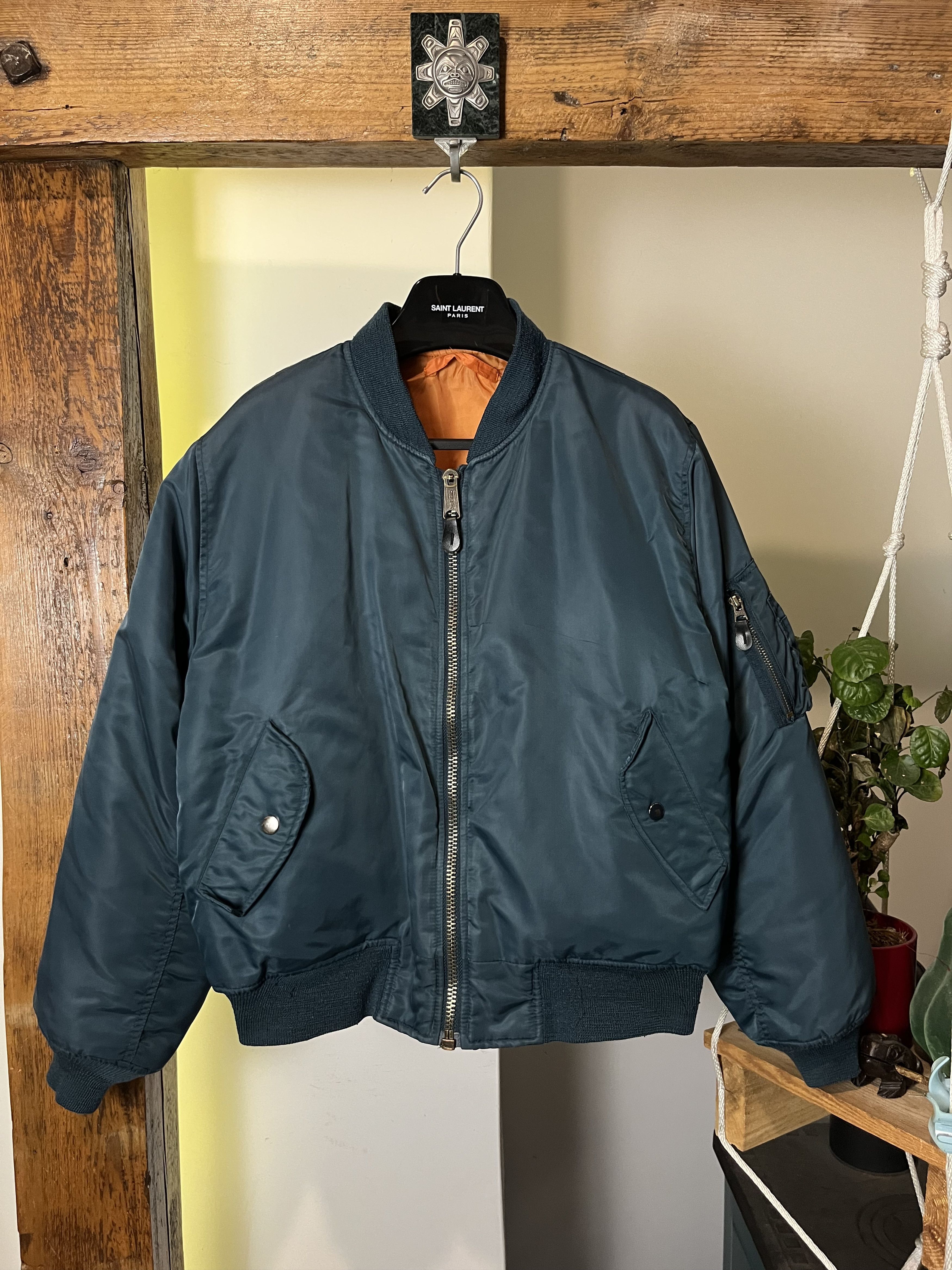 Vintage 90s Reversible MA-1 USA Bomber Flyer Jacket Military Size US L / EU 52-54 / 3 - 1 Thumbnail
