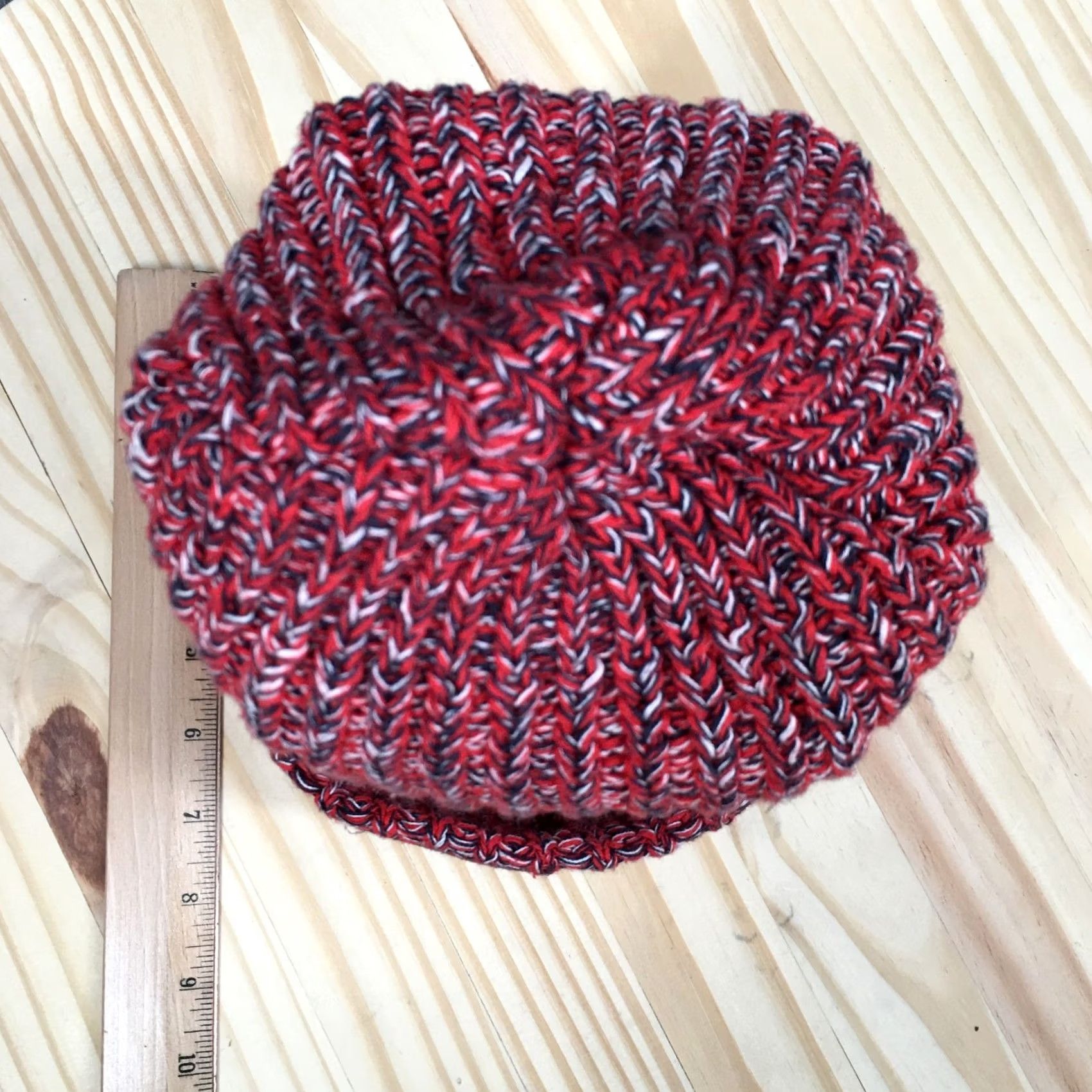 Vintage Love Your Melon Beanie Hat Adult Red White Black Marled Knit Cuffed Winter Cap Mens Size ONE SIZE - 4 Thumbnail