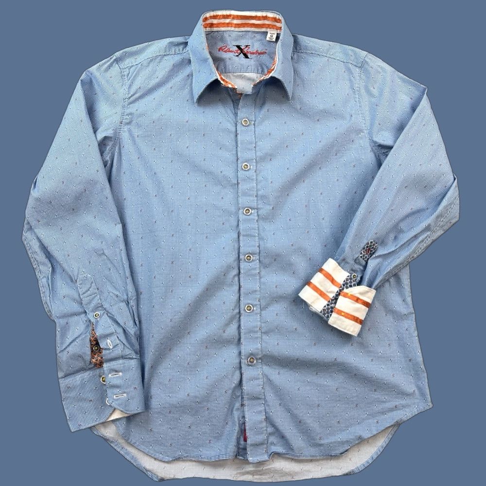 Robert Graham Robert Graham Shirt Mens Medium Blue Check Tailored Fit Long Sleeve Flip Cuff Size US M / EU 48-50 / 2 - 1 Thumbnail