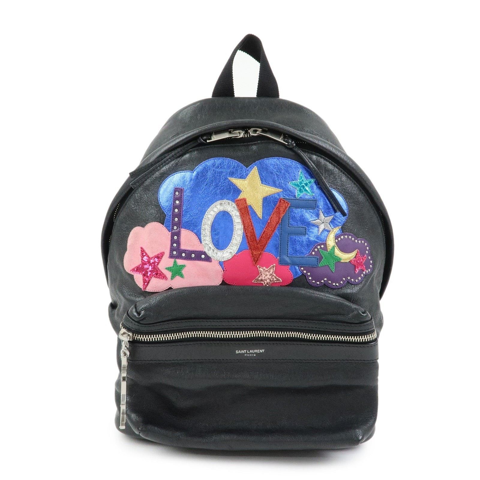 Saint Laurent Paris Saint Laurent City Love Patch Calfskin Backpack Black Size ONE SIZE - 1 Thumbnail