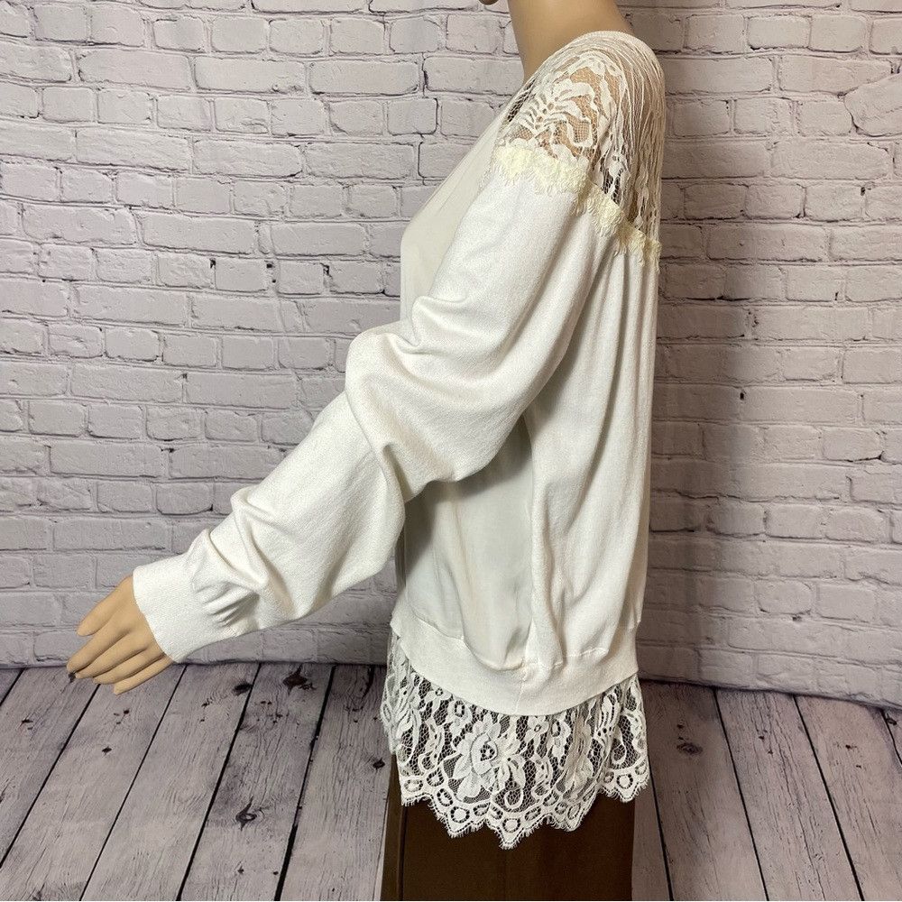 Other Hale Bob Ivory Mixed Media Lace Knit Long Sleeve Sweater Si Size L / US 10 / IT 46 - 3 Thumbnail