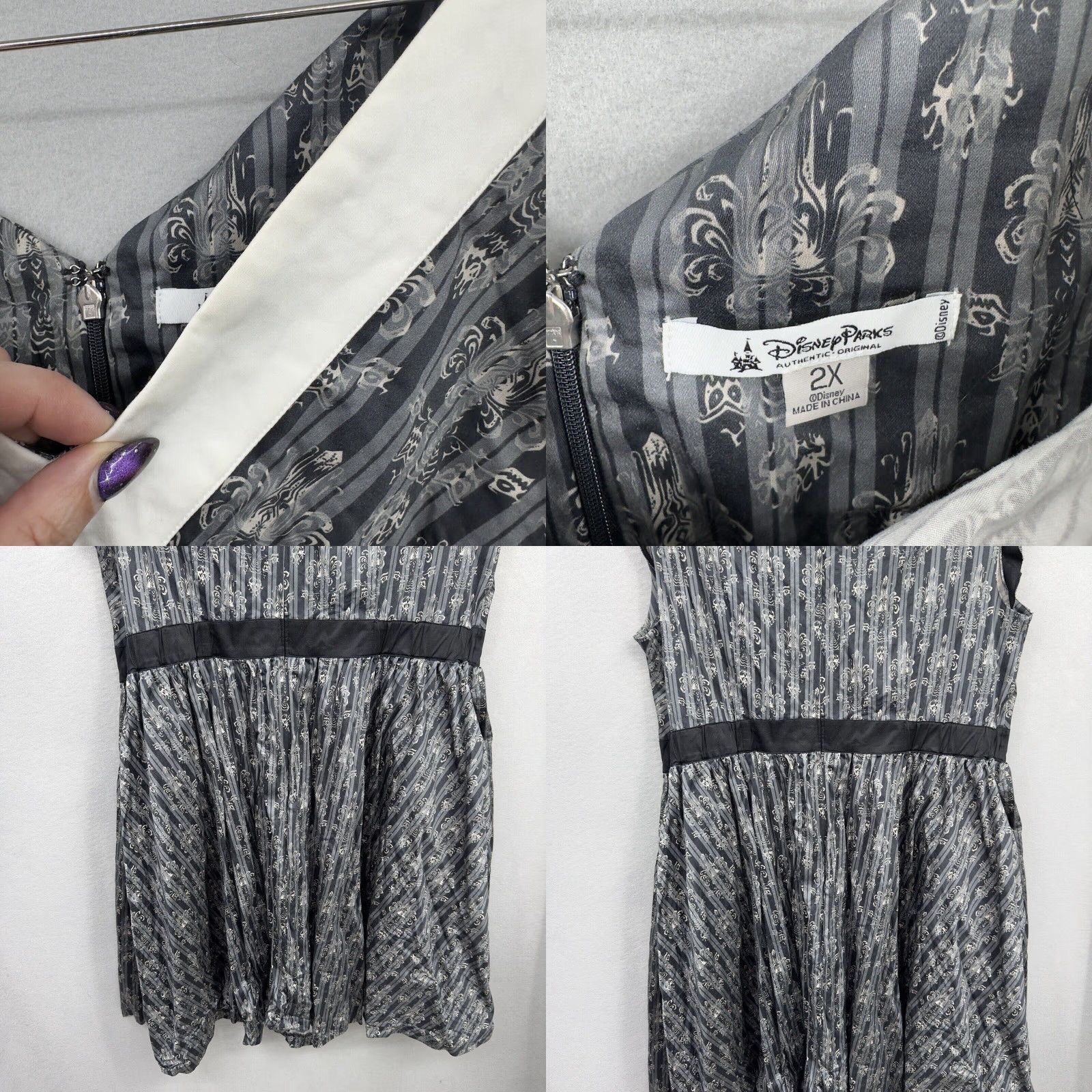 Disney Disney Parks Haunted Mansion Dress Shop Dress Plus 2X Black Floral A-Line, Fit & Flare Womens Halloween Retro 2X Size XXL / US 16-18 / IT 52-54 - 8 Thumbnail