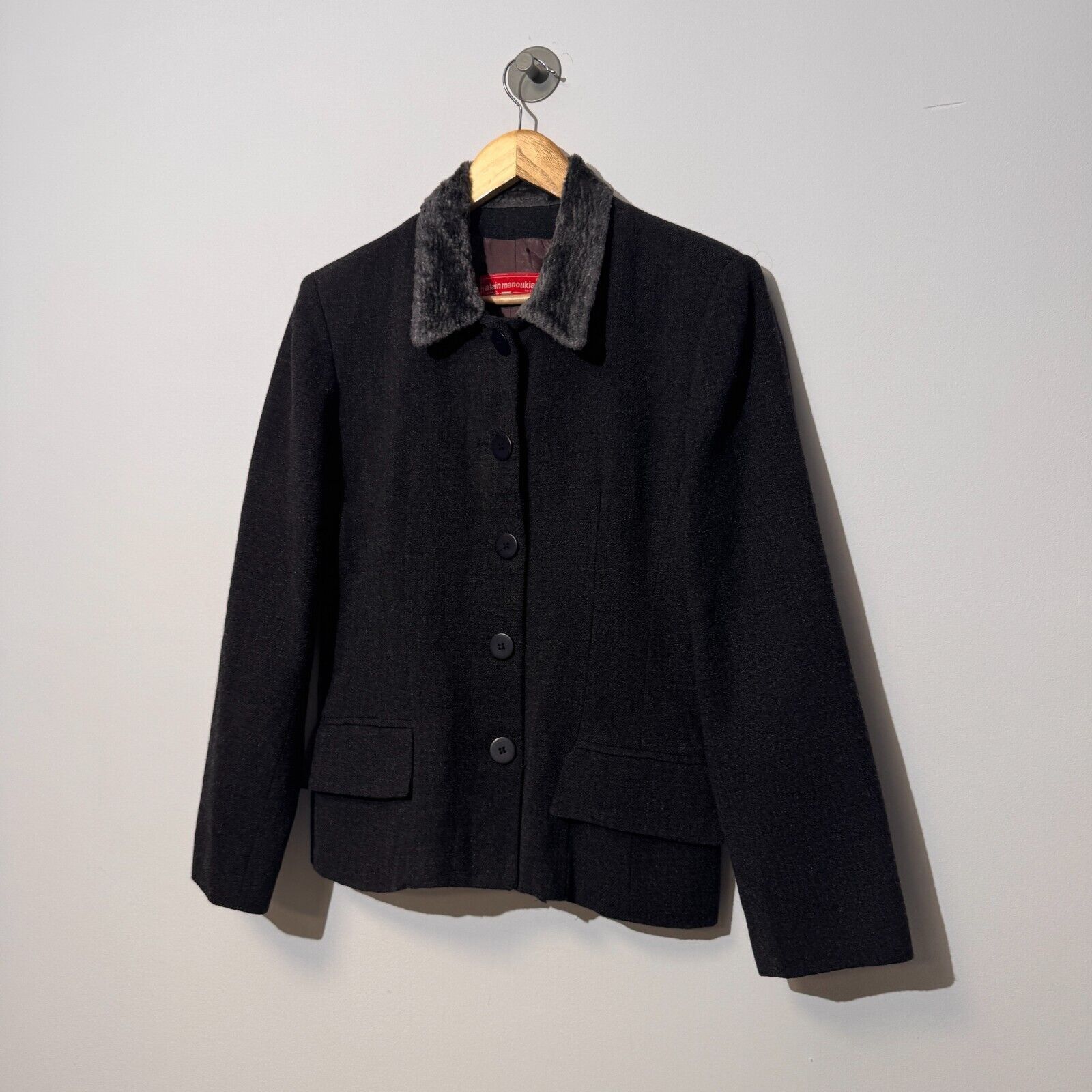 Vintage Alain Manoukian Black Gray Wool Blazer Jacket Size 48 IT Size US L / EU 52-54 / 3 - 2 Thumbnail