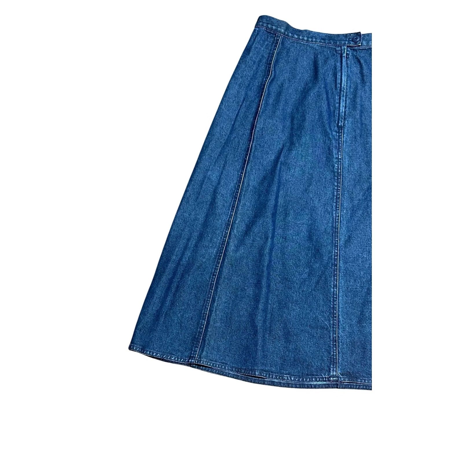 Vintage VINTAGE L.L. Bean Skirt Denim Jean Pleated Long Women 16P Blue Modest 90s Preppy Size 38" / US 16 / IT 52 - 2 Thumbnail