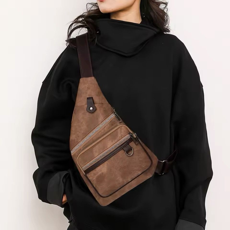 Outdoor Casual Crossbody Shoulder Retro Style Bag Backpack in Brown, Men's