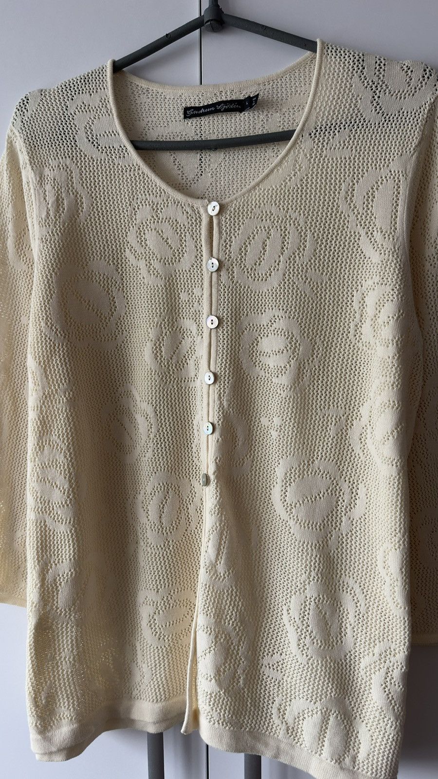 Gudrun Sjoden Gudrun Sjödén Pointelle Floral Knit Cardigan Organic Cotton Size L / US 10 / IT 46 - 4 Thumbnail