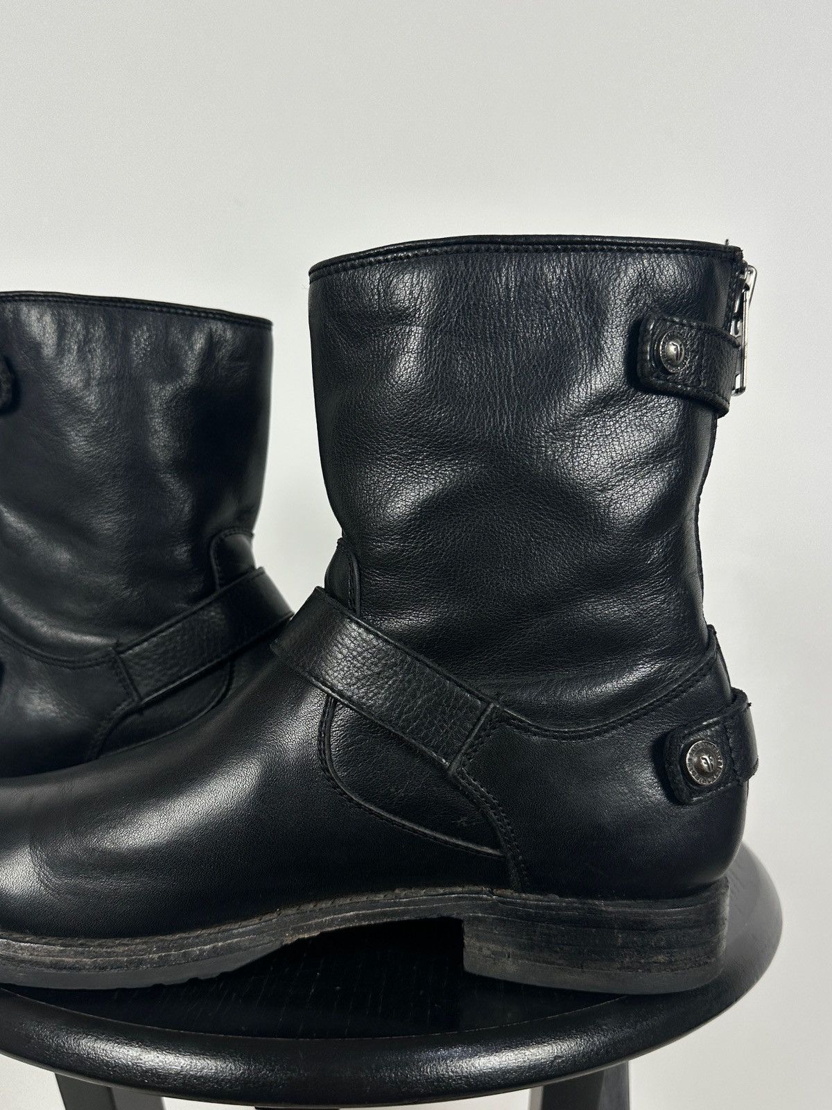 Frye Frye Veronica Black Leather Back Zip Buckle Harness Boots Size US 8.5 / IT 38.5 - 19 Thumbnail