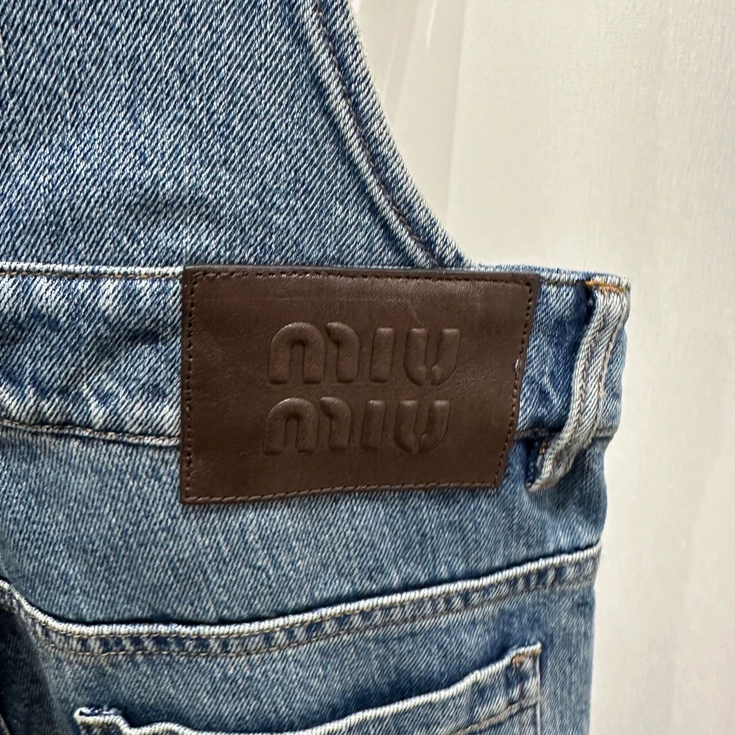 Miu Miu Miu Miu feb377 logo embroidery denim overalls 25 Size 25" / US 0 / IT 36 - 7 Thumbnail